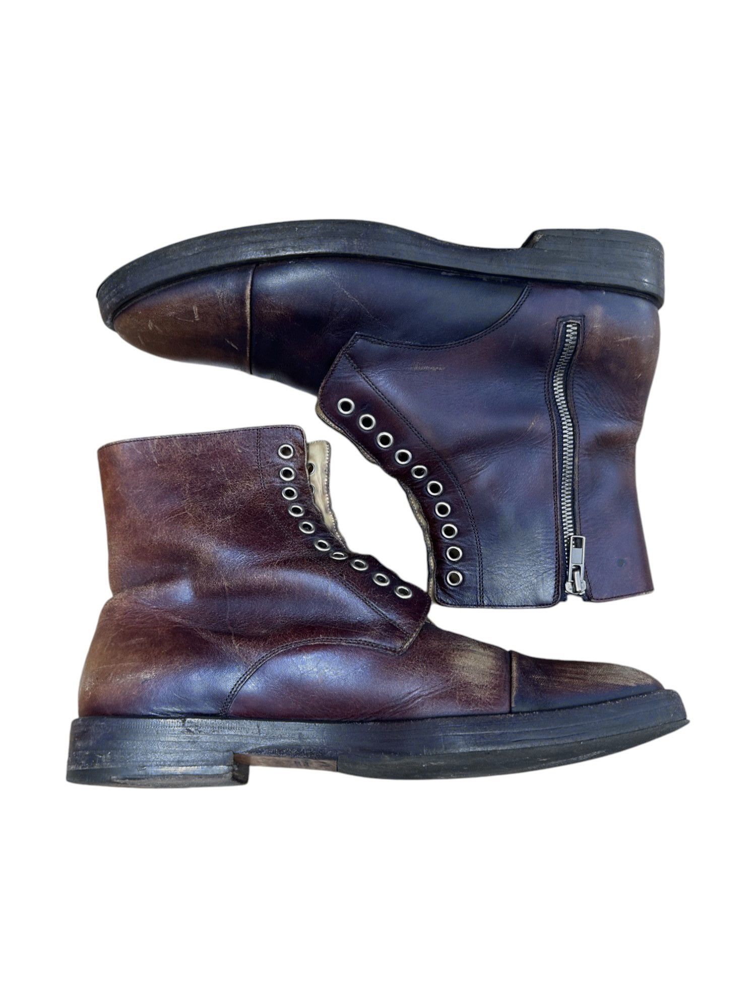 Maison Margiela Brown Zipped Ankle Boots Size US 8.5 / EU 41-42 - 1 Thumbnail