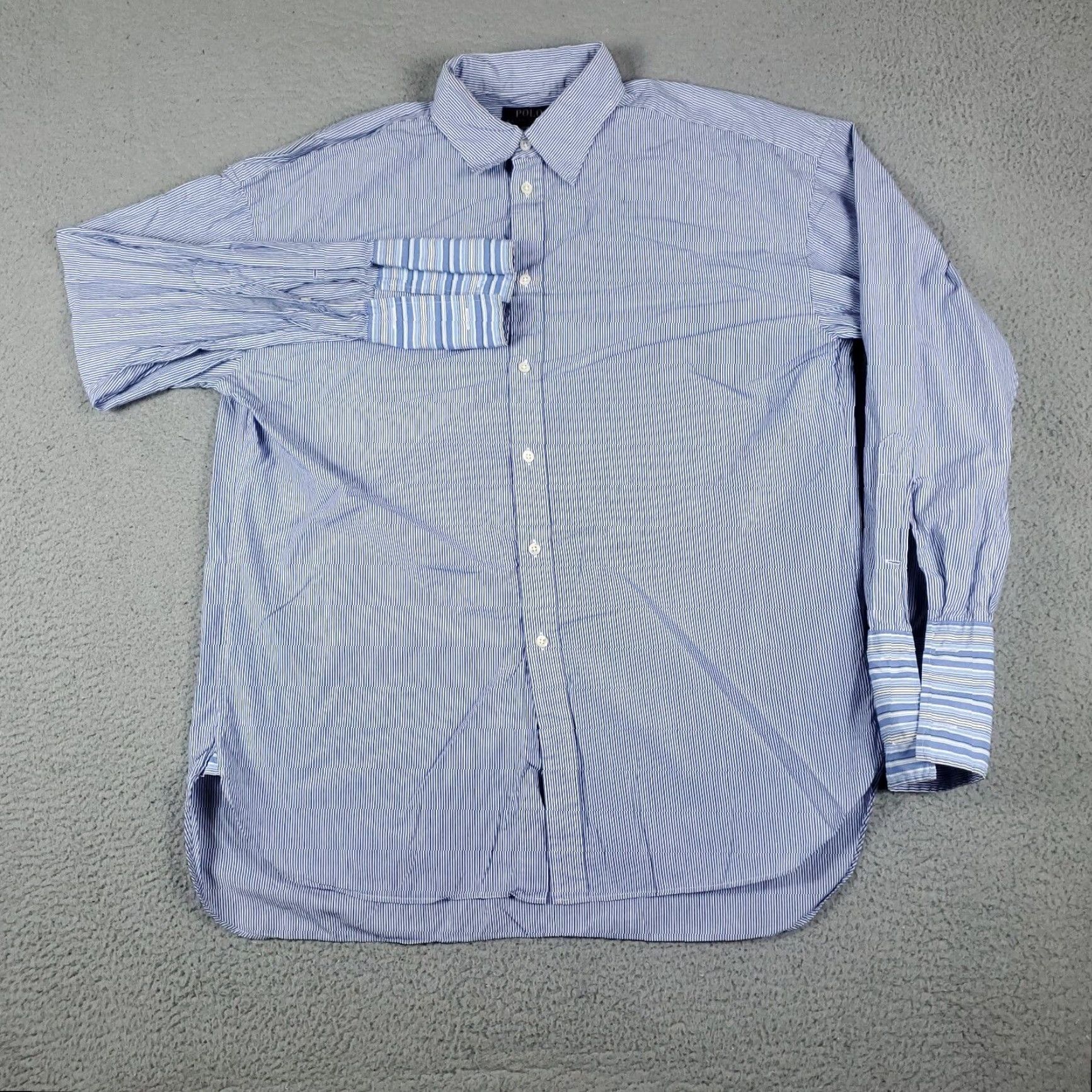 Ralph Lauren Ralph Lauren Shirt Striped Button-Up Adult Large Cotton Multicolor Blue White 90s Classic Mens Body Size L Size US L / EU 52-54 / 3 - 2 Thumbnail
