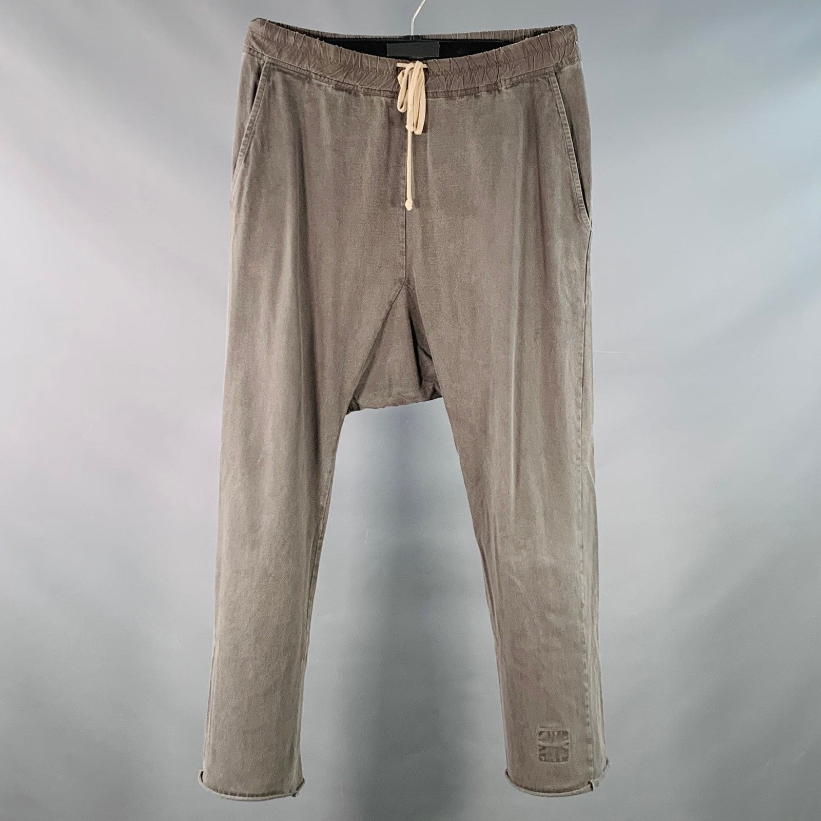 Rick Owens Drkshdw Size S Grey Cotton Drop Crotch Drawstring Casual Pants Size US 27 - 1 Thumbnail
