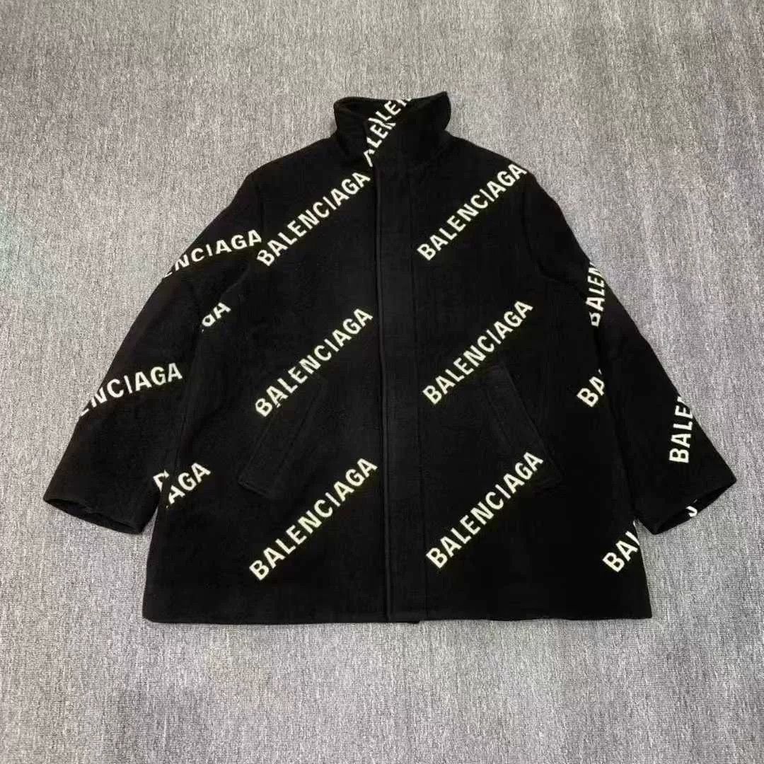 Balenciaga black wool coat with logo print Size US S / EU 44-46 / 1 - 1 Thumbnail