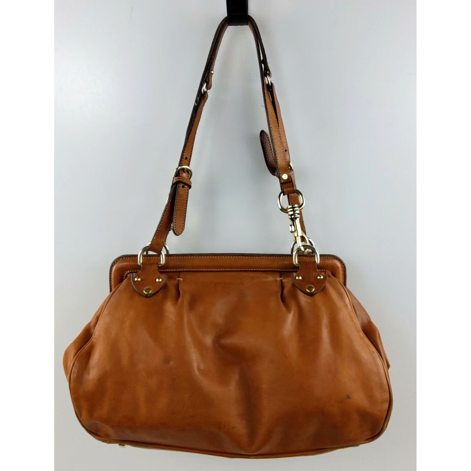 Vintage VINTAGE Dimoni Brown Leather Satchel Handbag Magnetic Hinged Top Purse Satchel Handbag Women Medium Brown Leather Gold tone Hardware Adjustable Strap Size M / US 6-8 / IT 42-44 - 2 Thumbnail