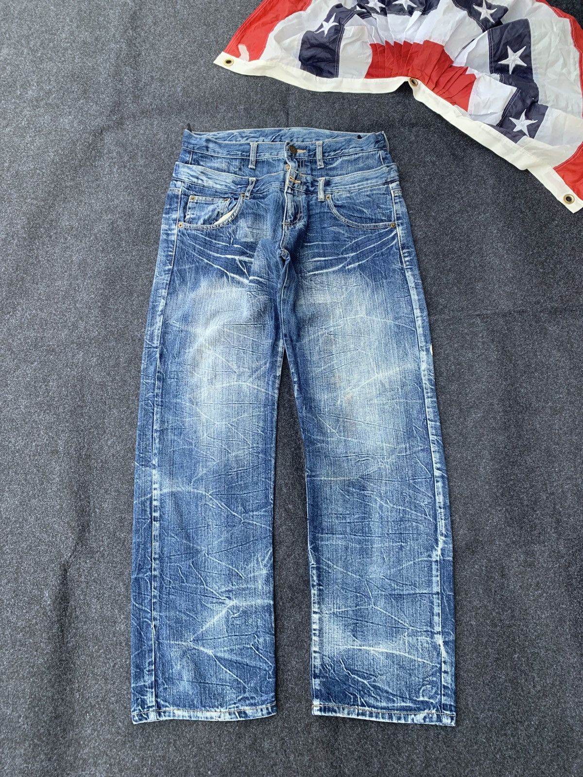 14th Addiction Double waist Japanese denim with lightning pattern. Size US 32 / EU 48 - 2 Thumbnail