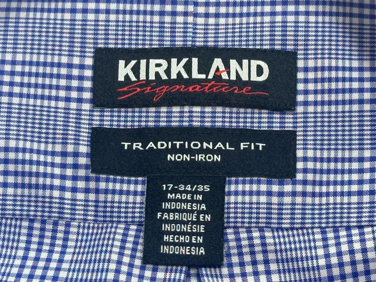 Kirkland Signature Kirkland Traditional Non-Iron Oxford Button Up Blue Mens XL Size 44R - 7 Thumbnail