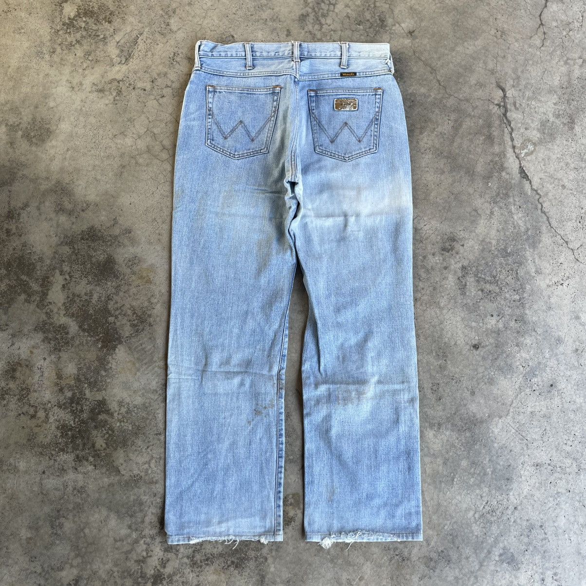 Wrangler 🔥Vintage Wrangler Stoned Washed Ripped Distress Denim Jeans Size US 33 - 4 Thumbnail