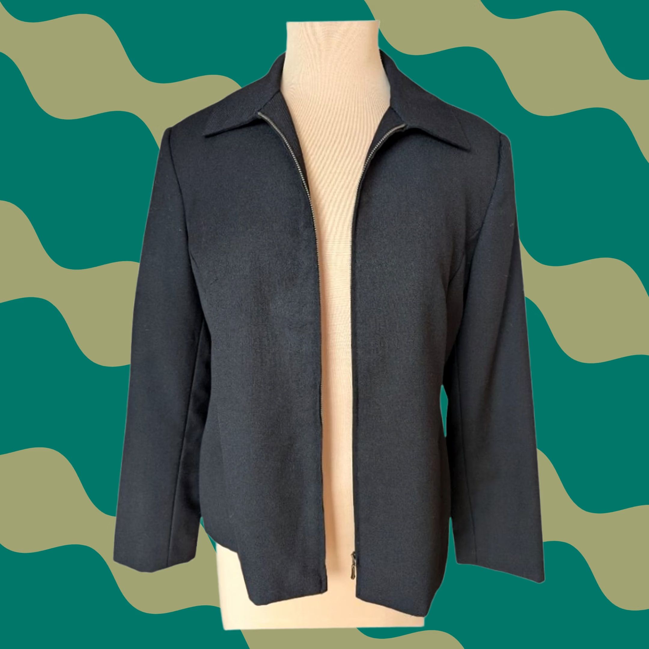 Vintage VINTAGE Sag Harbor Petite Black Wool Blazer Jacket 8P Zip Front Blazer Womens Clothing Black 8P Fashion Size M / US 6-8 / IT 42-44 - 1 Thumbnail