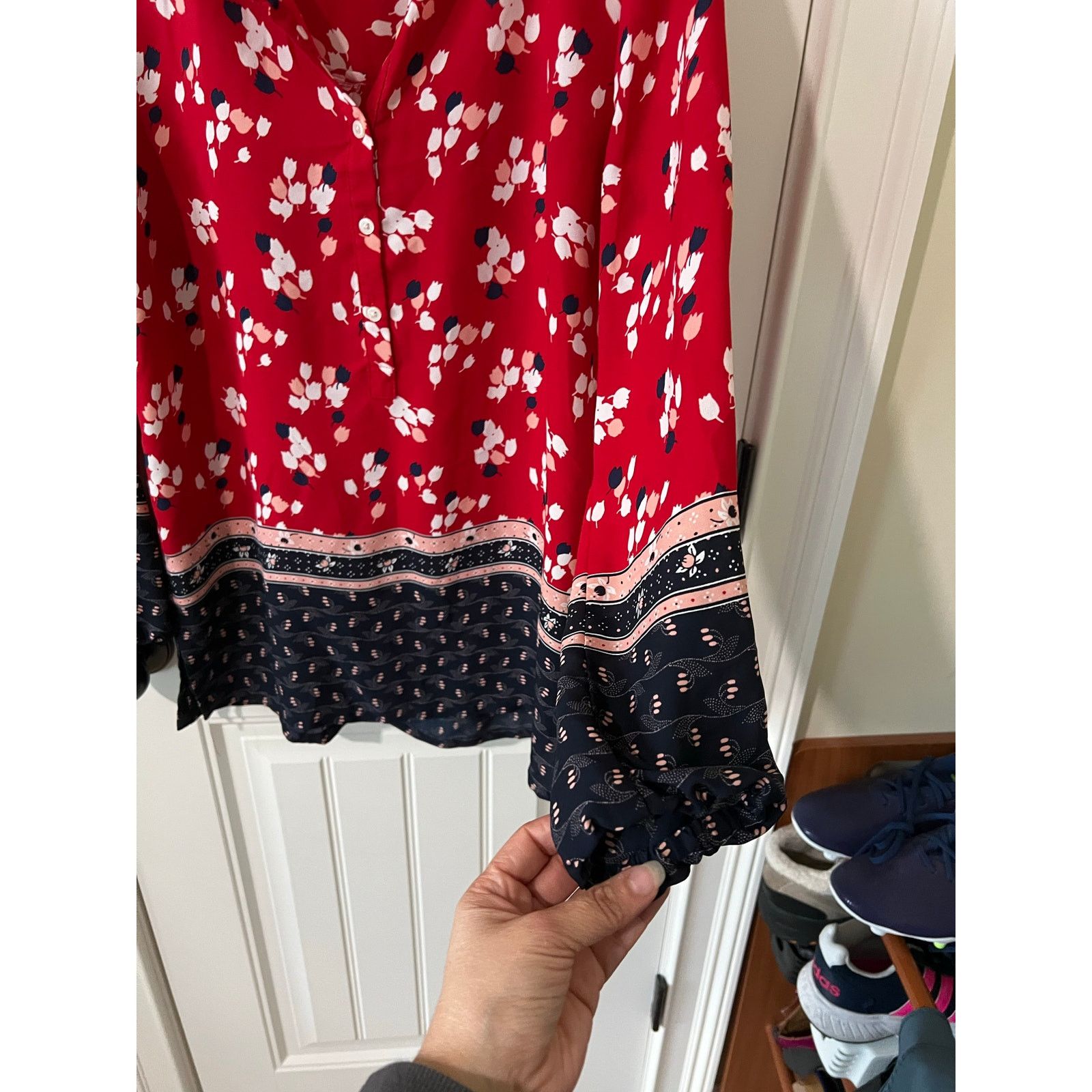 Loft blouse Long sleeves Floral Popover Top Blouse flowy Henley Size S / US 4 / IT 40 - 11 Thumbnail