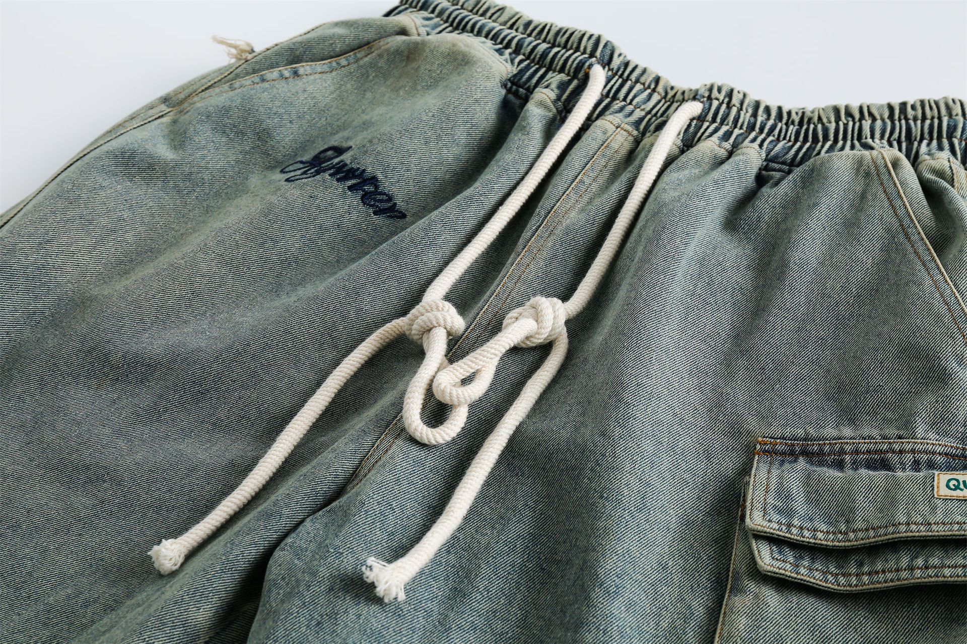 Japanese Brand × Vintage Men's washed vintage workwear denim shorts Size US 32 / EU 48 - 3 Thumbnail