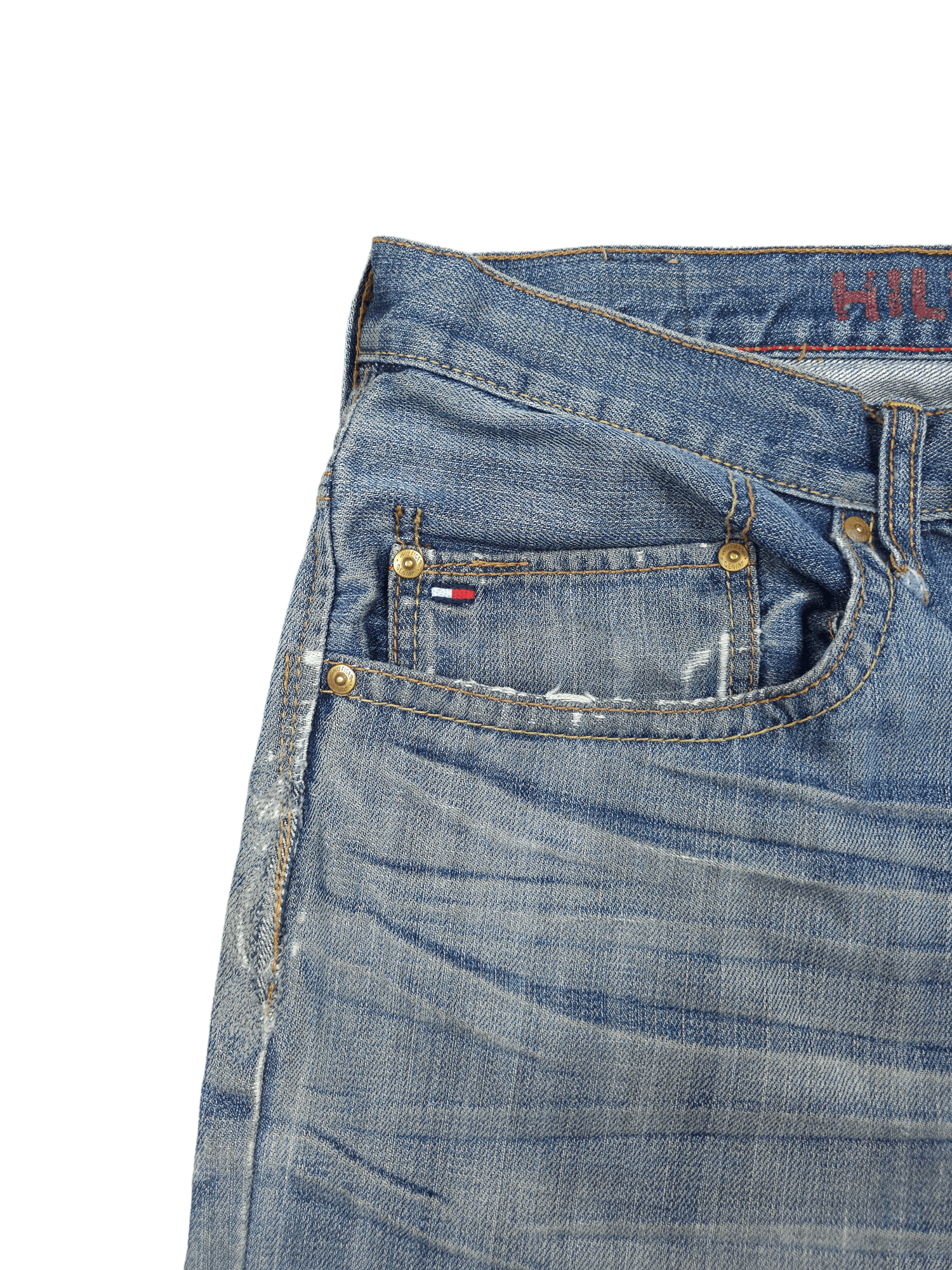 Japanese Brand × Tommy Hilfiger 💎 Size 38/30 Distressed Washed Ripped Baggy Denim Jeans Size US 38 / EU 54 - 5 Thumbnail