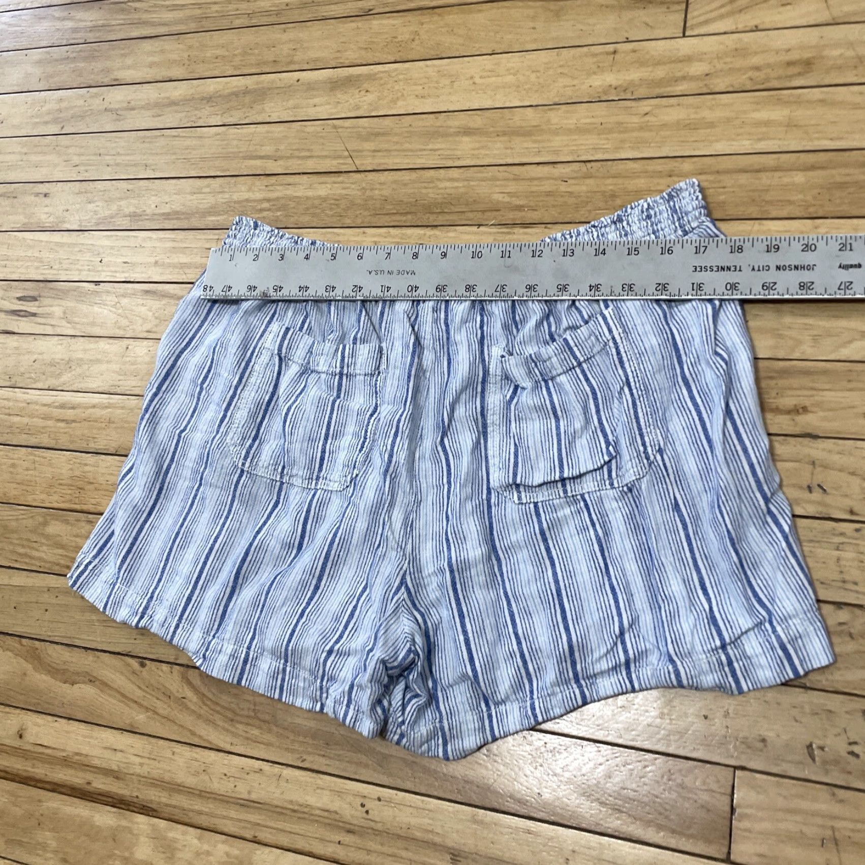 Vintage VINTAGE Briggs Light Linen Shorts Women XL Blue White Lace Drawstring Coastal Boho 36x4 Size 40" / US 18 - 7 Thumbnail