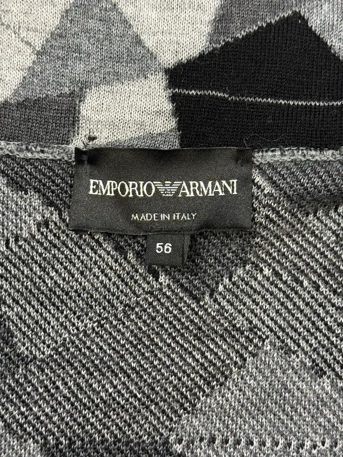 Emporio Armani 2010s Emporio Armani Geometrical Grey & Black Wool Blazer Jacket Size 44R - 8 Thumbnail