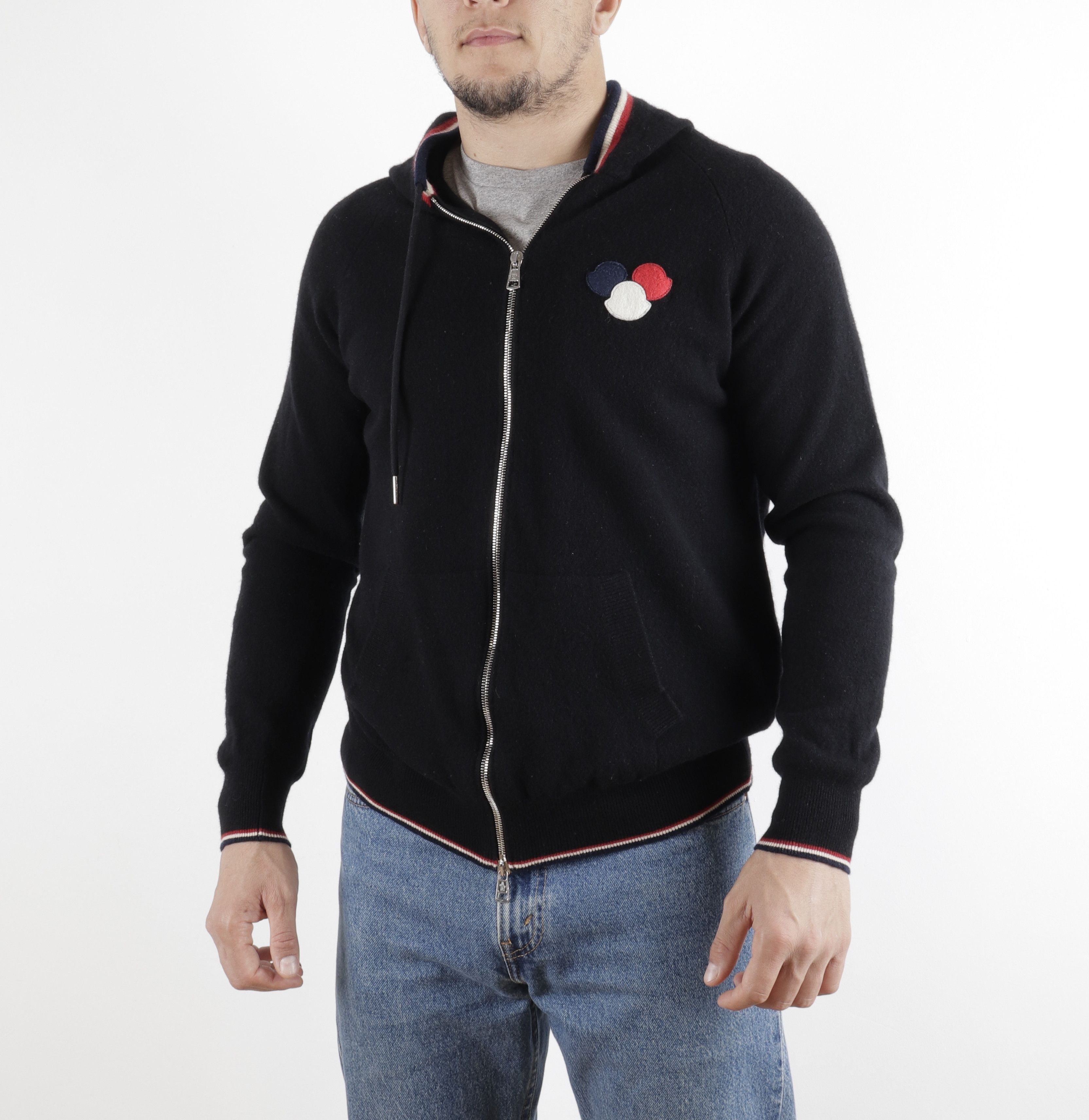 Moncler Moncler Big Logo Wool Black Hooded Zip Up Cardigan Size US S / EU 44-46 / 1 - 6 Thumbnail