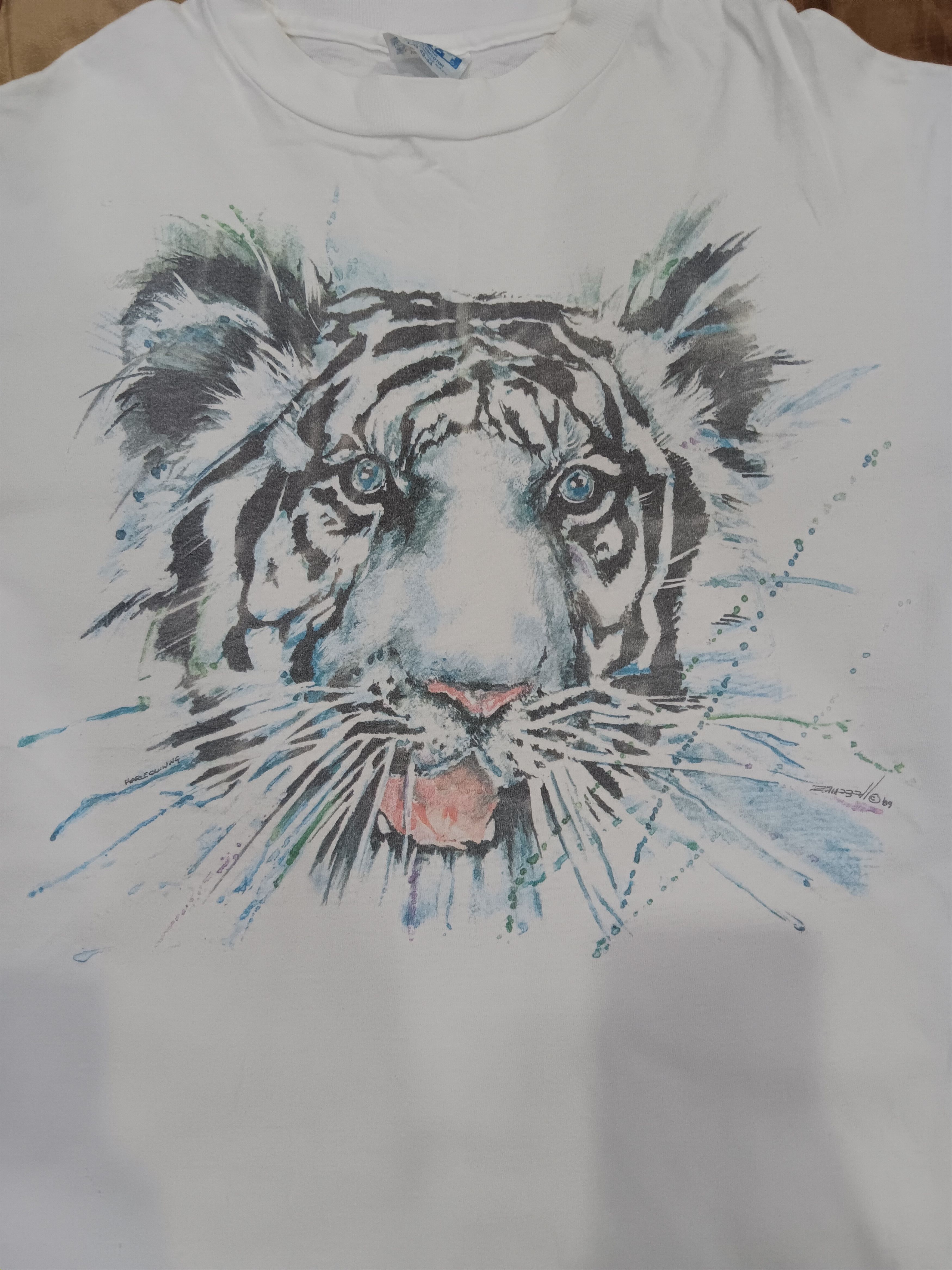 Vintage Vintage 80s White Tiger T-shirt Size US XL / EU 56 / 4 - 3 Thumbnail