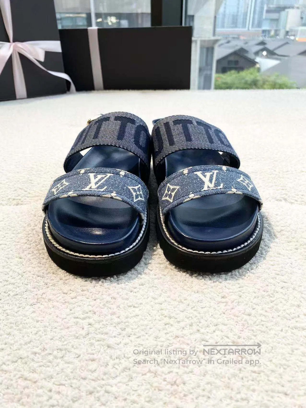 Louis Vuitton Louis Vuitton Denim old flower full of printed sandals| Size US 5.5 / IT 35.5 - 2 Thumbnail