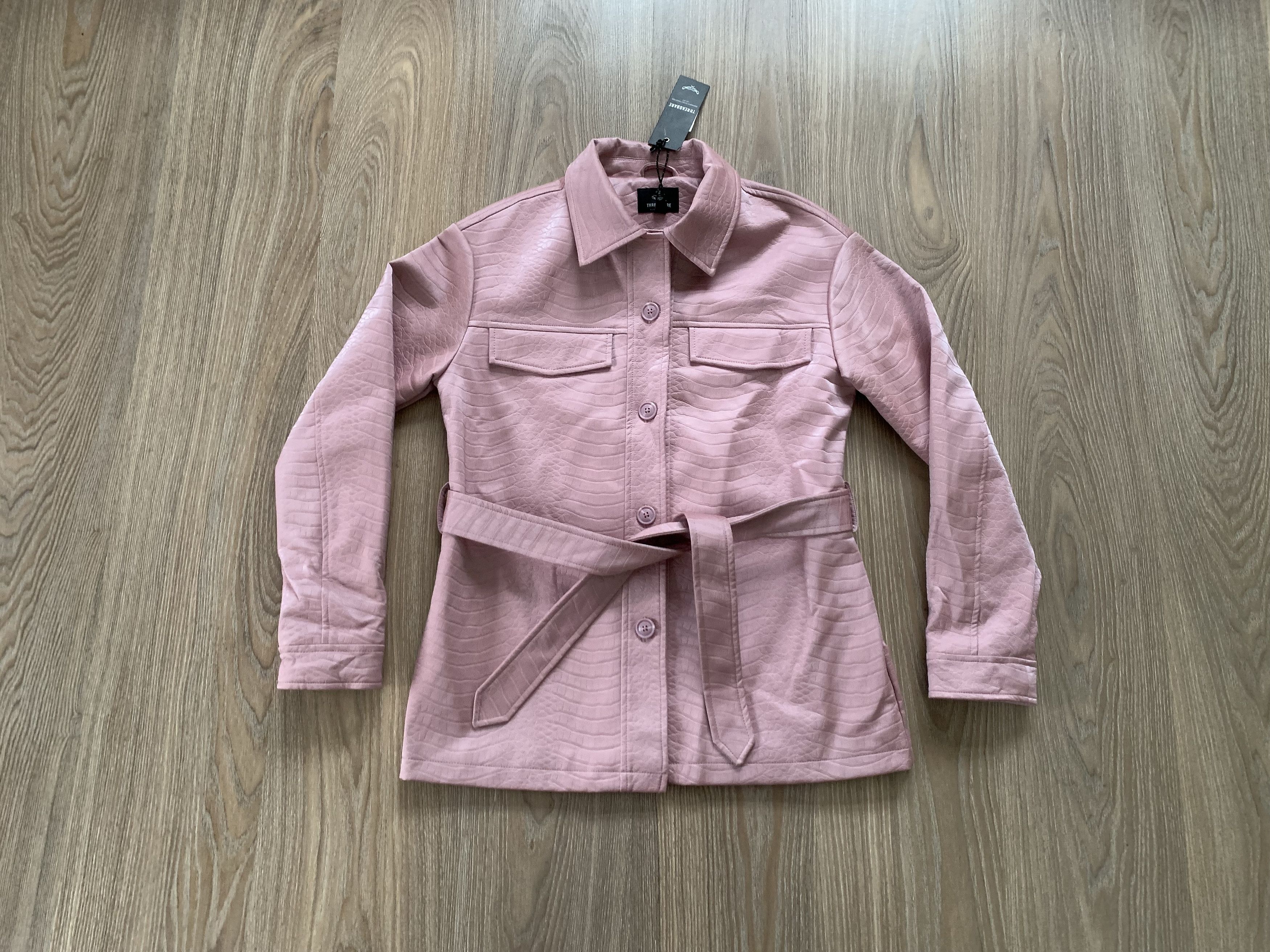 Other Womens Threadbare Pink Faux Leather Belted Jacket Size S / US 4 / IT 40 - 1 Thumbnail