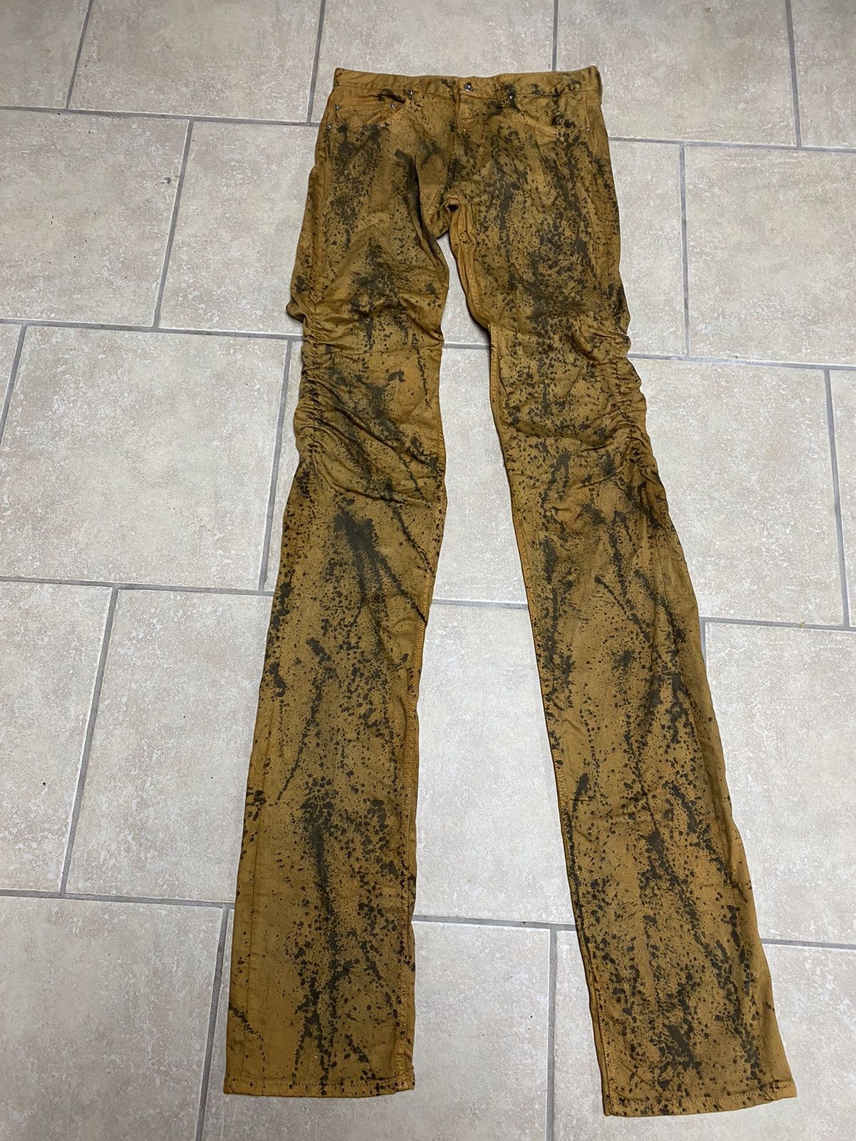 image of Vlone Splatter Stacked Denim, Men's (Size 34)