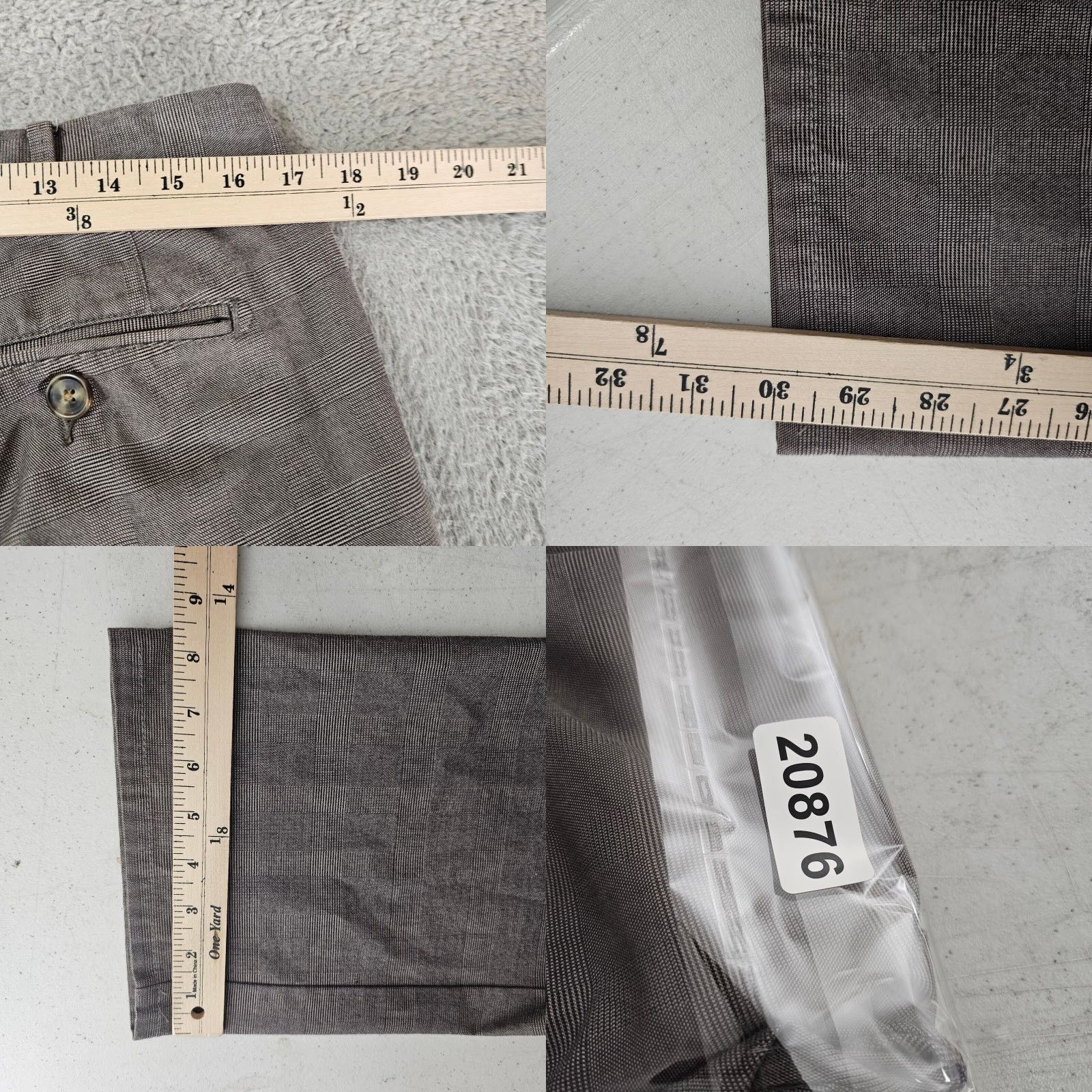 Peter Millar Peter Millar Dress Pants Mens 33 Taupe Glen Check Flat Front Straight Cotton Size US 33 - 8 Thumbnail