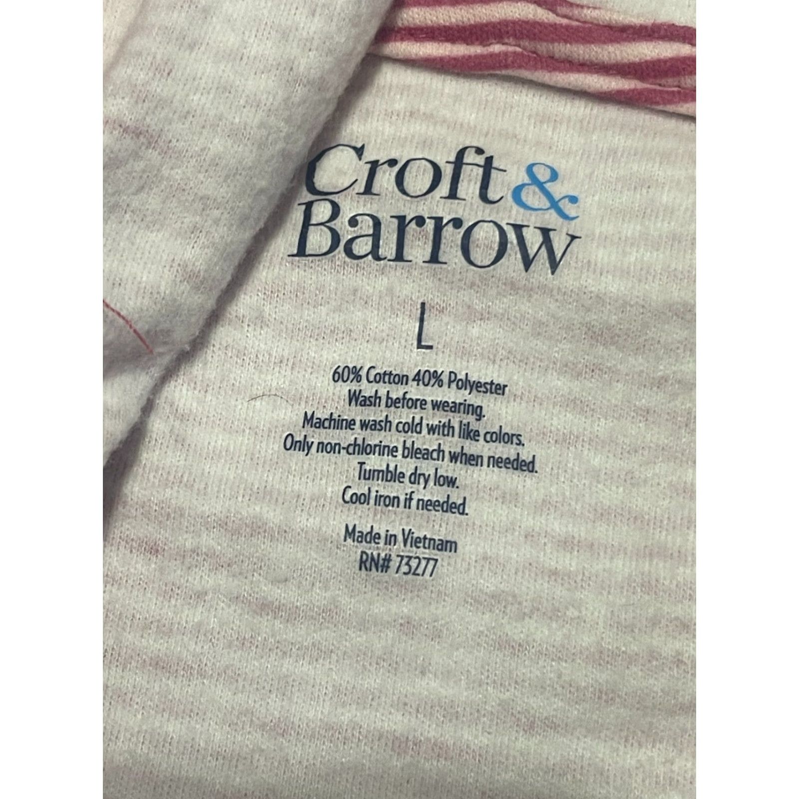 Croft & Barrow Croft & Barrow Hoodie Women's Large Pink Striped Long Sleeve Pullover Casual Fall Spring Summer Size L / US 10 / IT 46 - 7 Thumbnail