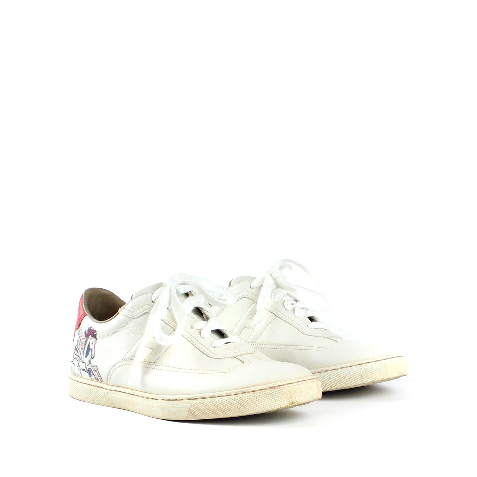 image of Hermes - Quicker Low Pégase Sneakers (T38) in White, Women's (Size 7)