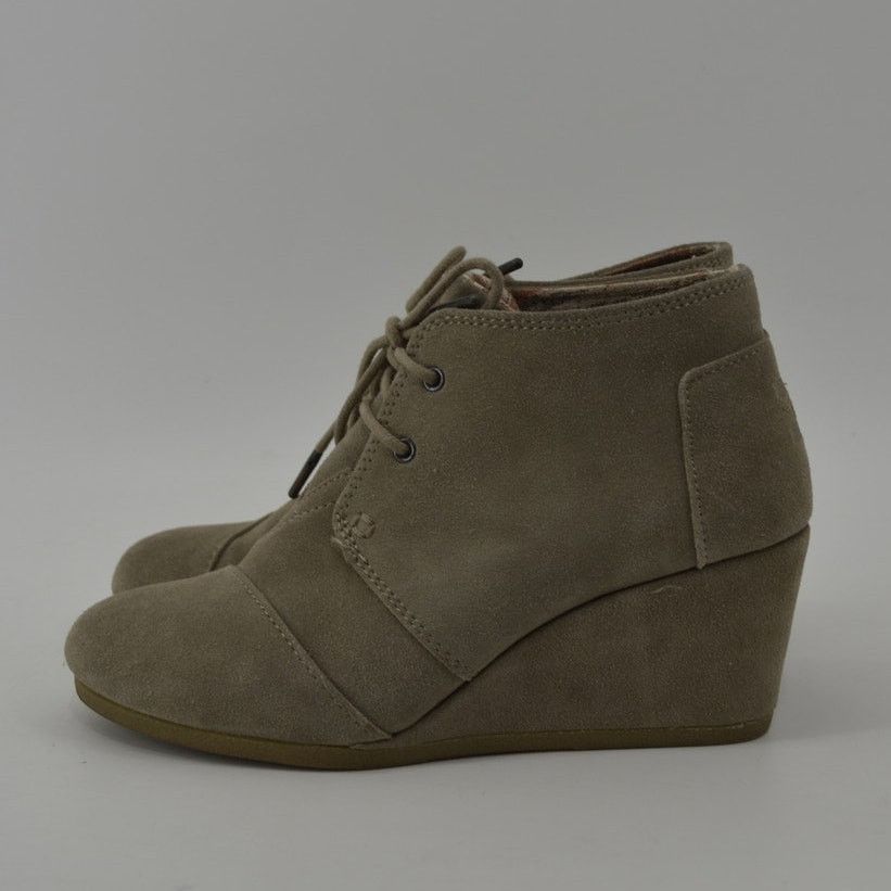 Toms Women’s Taupe Suede Wedge Booties Lace-Up Ankle Boots Size 8 Size US 8 / IT 38 - 11 Thumbnail