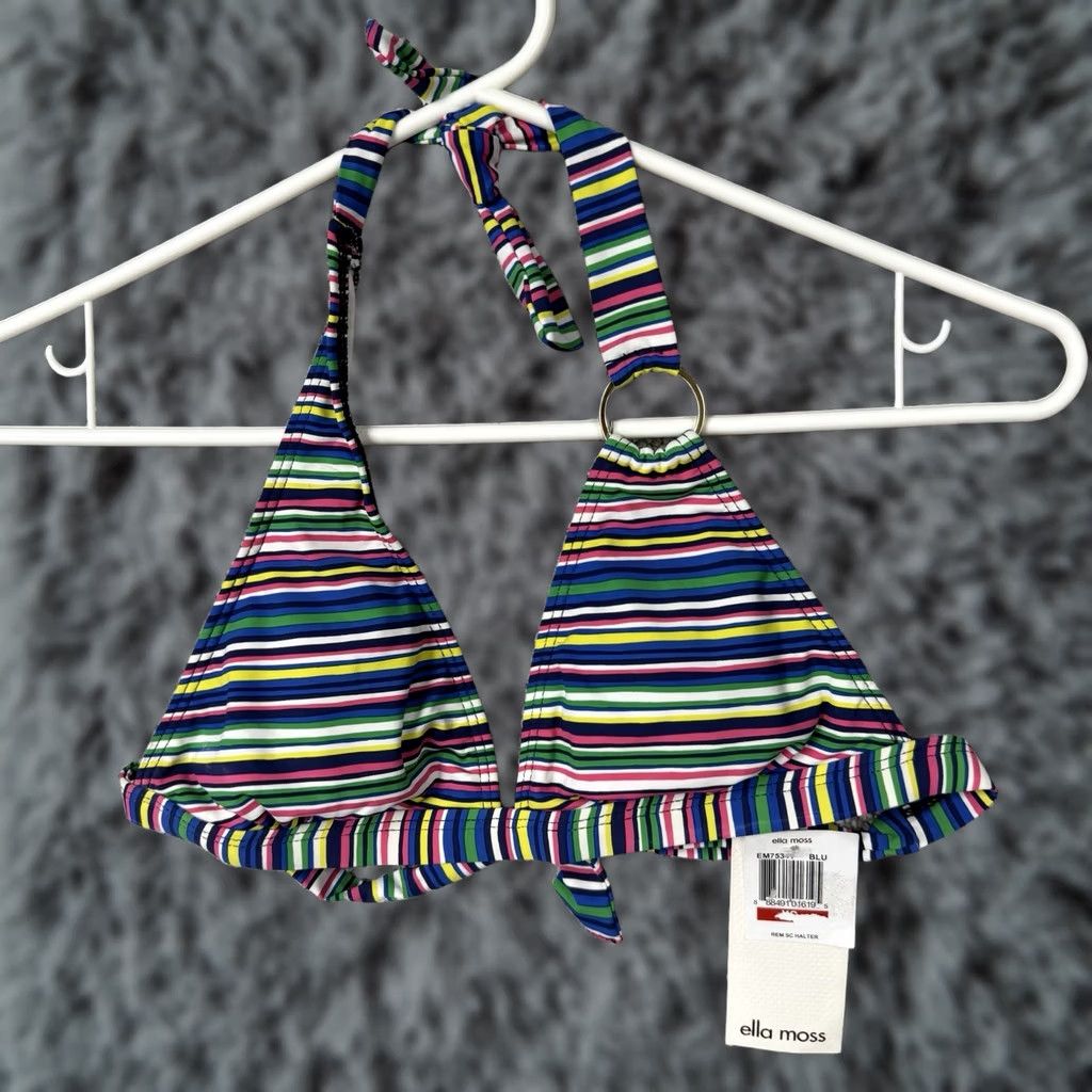 Vintage Ella Moss Bikini Top XS Striped Retro 70s Boho Chic Eclectic Coastal Layering Size XS / US 0-2 / IT 36-38 - 1 Thumbnail