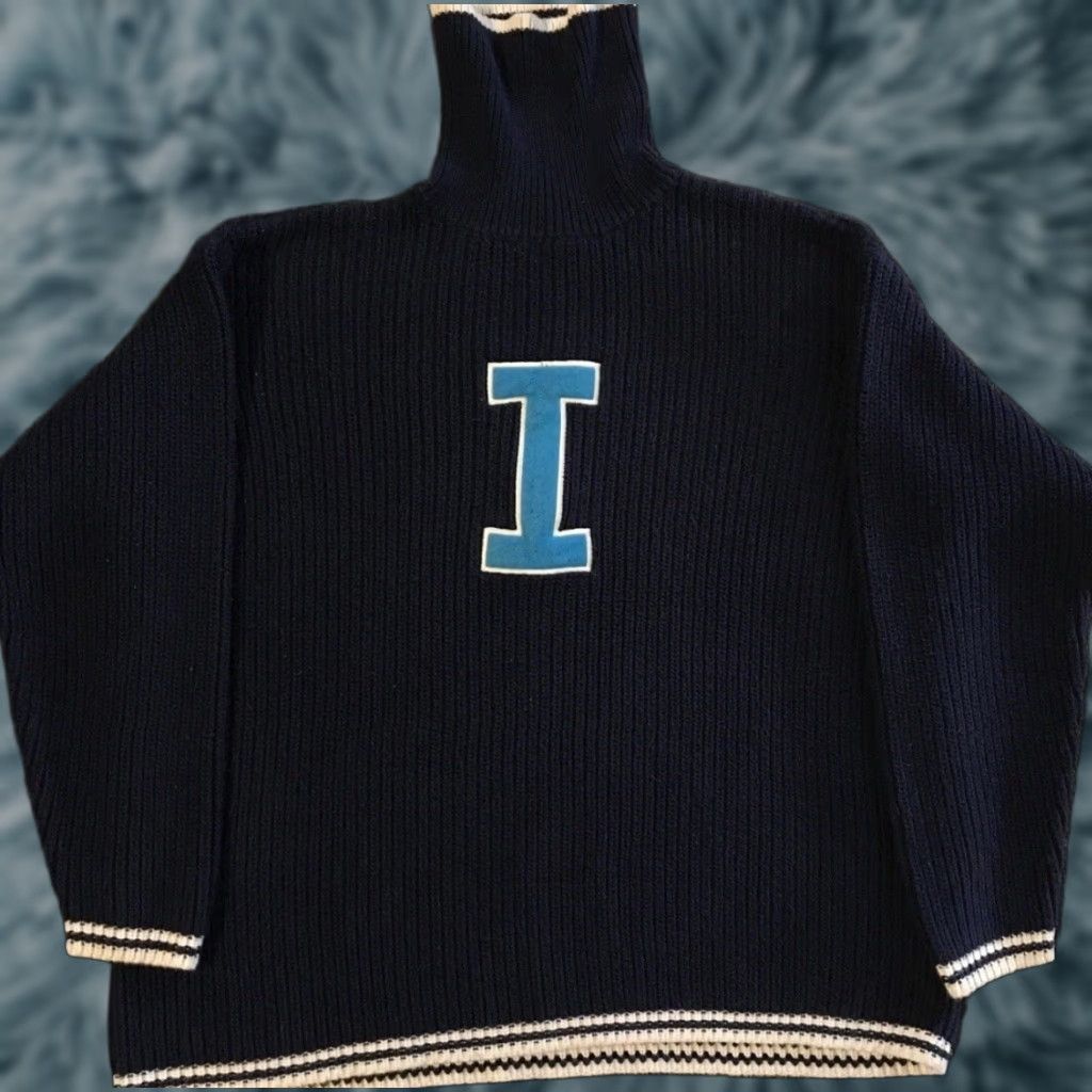 Izod VINTAGE IZOD Varsity Knit Sweater M Blue Stripe Heart 90s 80s University Track & Field Women Pullover Sweater Size M Mens Womens Girls Boys Size M / US 6-8 / IT 42-44 - 1 Thumbnail