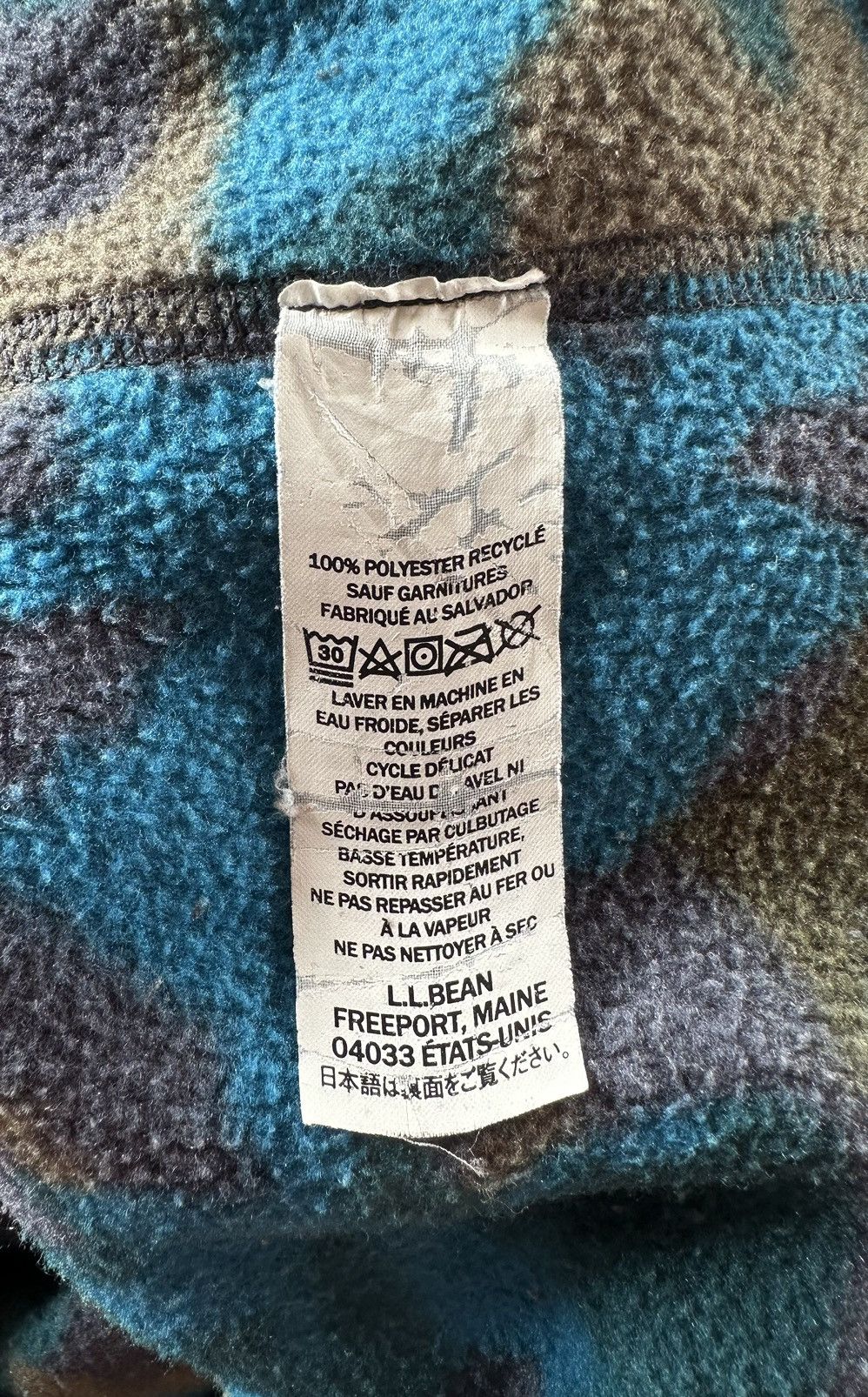 L.L. Bean LL Bean Blue Camo Pullover Fleece Sweater Size L / US 10 / IT 46 - 6 Thumbnail