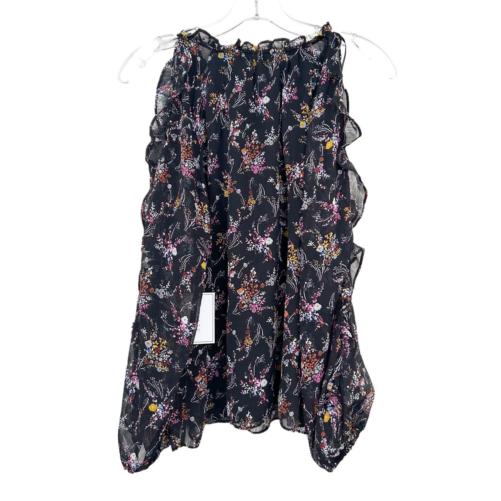 Other 1. State Black Floral Chiffon Off The Shoulder Blouse Sz XS Size XS / US 0-2 / IT 36-38 - 6 Thumbnail