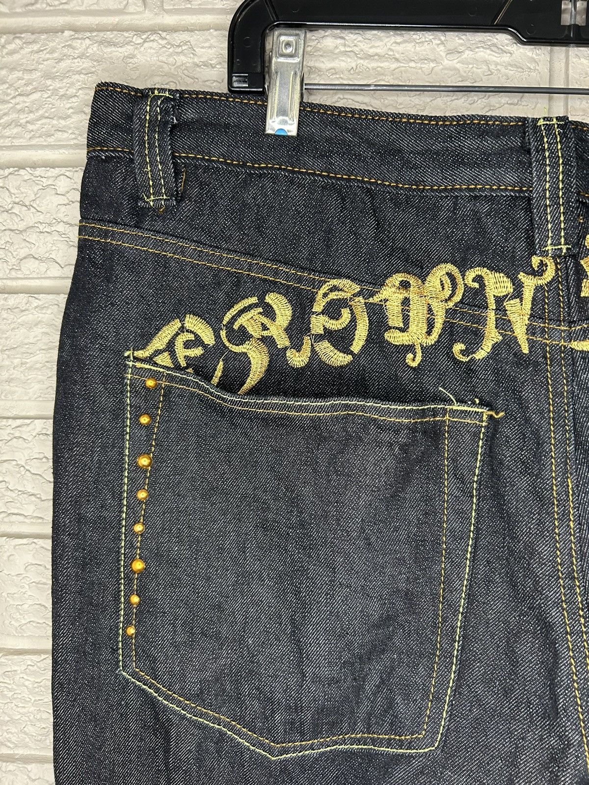Japanese Brand Vintage Crown Holder Embroidered Studded Baggy Skater Jeans Size US 38 / EU 54 - 3 Thumbnail