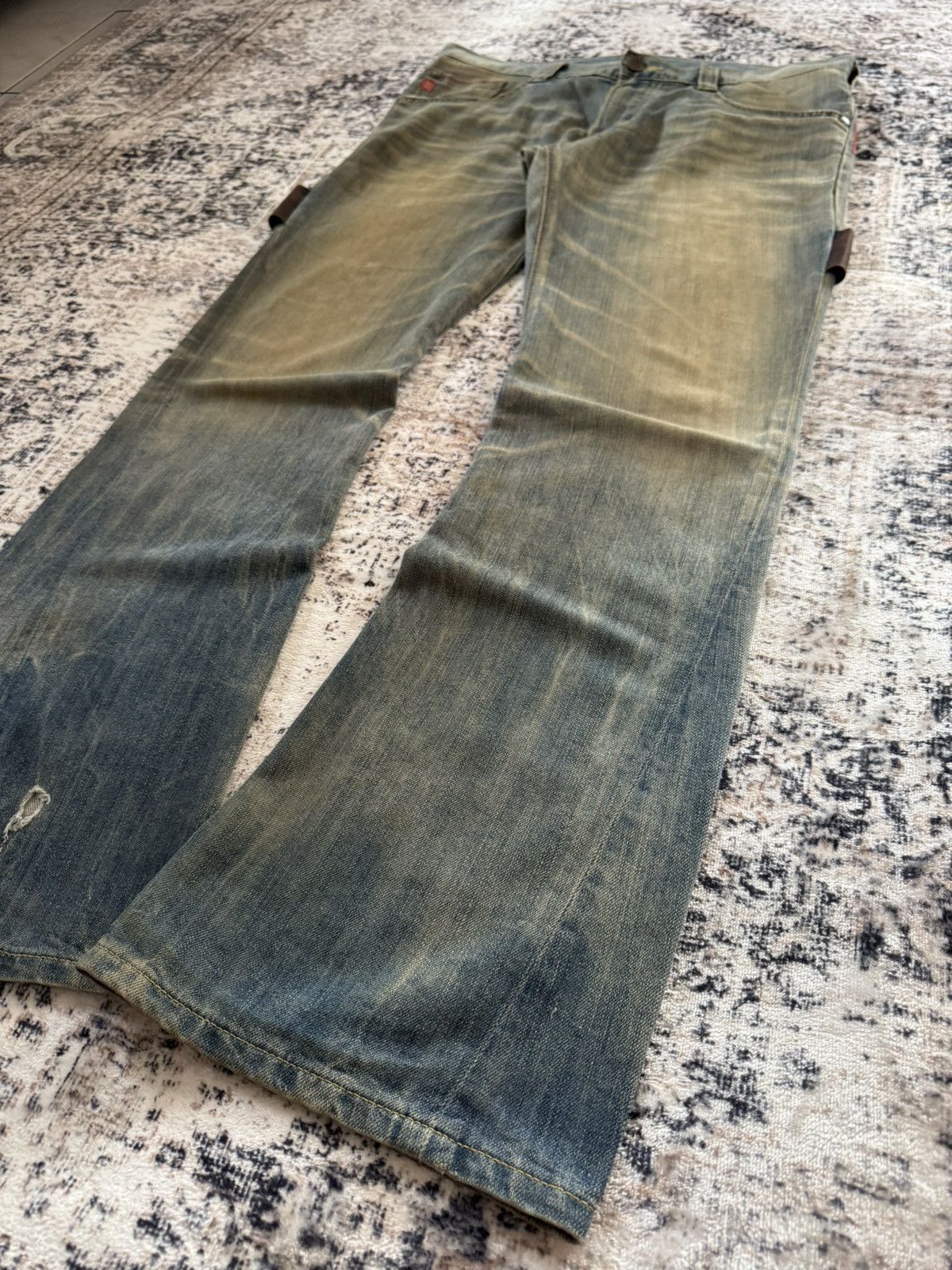 Le Grande Bleu (L.G.B.) Edwin Tokyo Mud Wash Distressed Flared Jeans Size US 36 / EU 52 - 11 Thumbnail