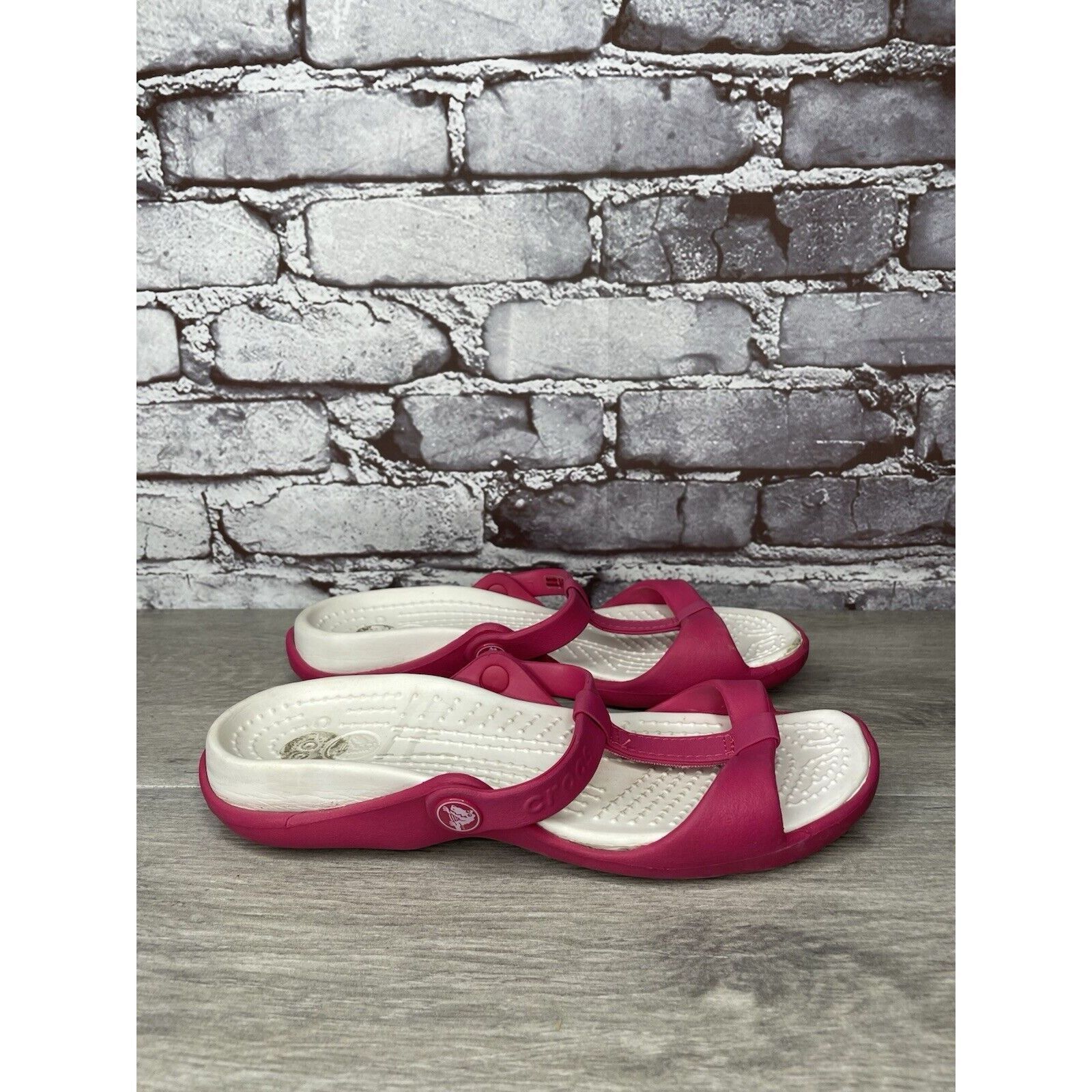 Crocs Crocs Pink Rubber Slides Lightweight Wedge Comfort Sandals W Size US 7 / IT 37 - 11 Thumbnail