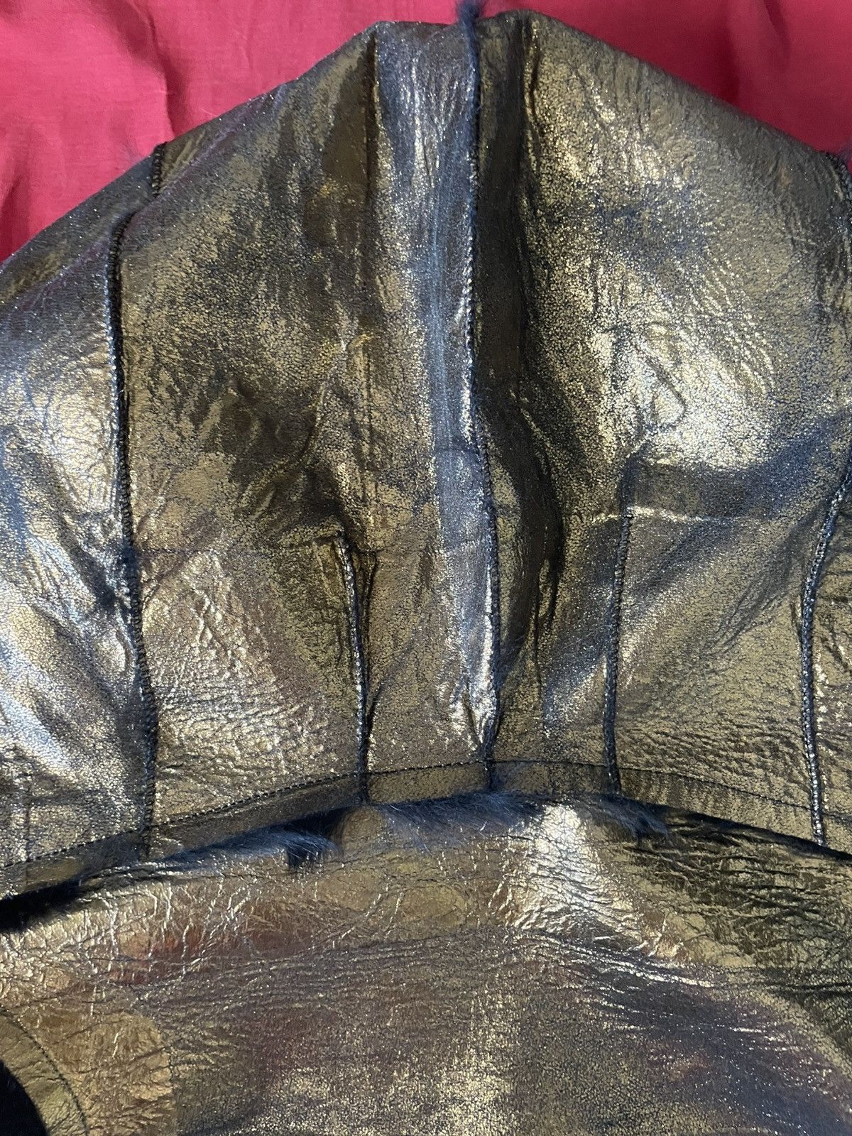 Le Grande Bleu (L.G.B.) Le Grand Bleu 1/1 Cropped Rabbit Fur Gold Leather Jacket Size M / US 6-8 / IT 42-44 - 13 Thumbnail