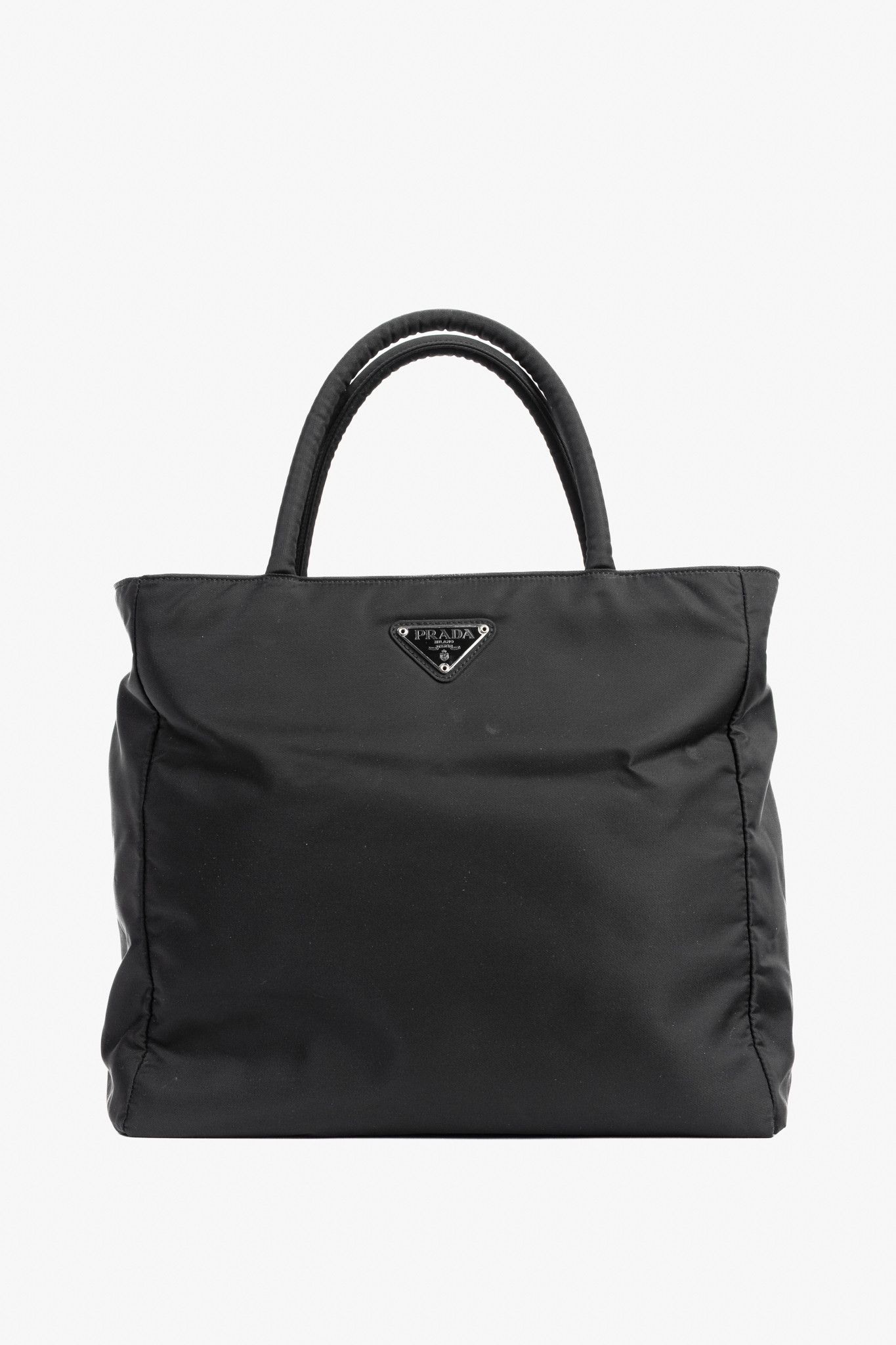 Prada Prada Black Tessuto Nylon Logo-Plaque Tote Size ONE SIZE - 1 Thumbnail