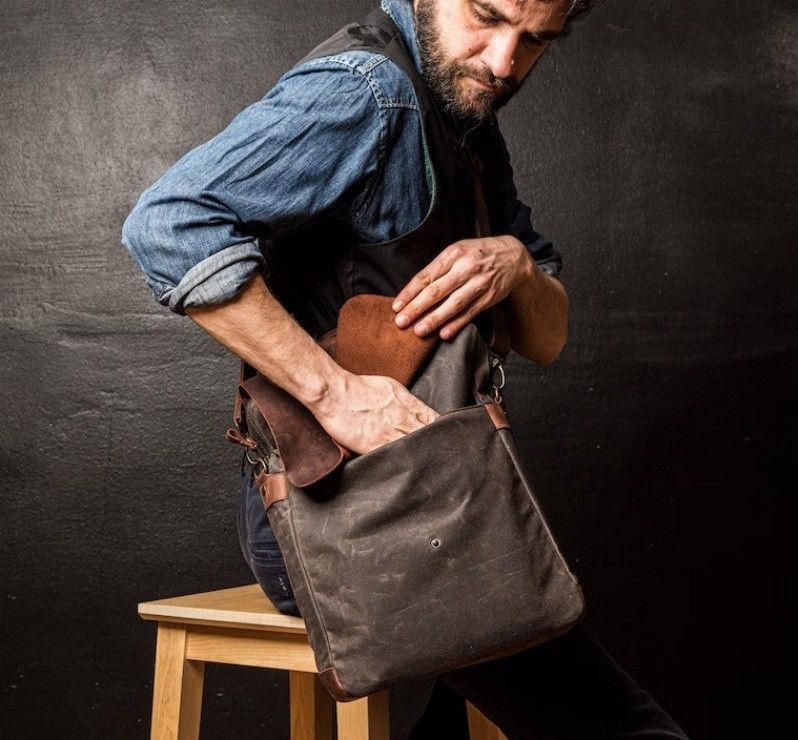 Japanese Brand Men's waxed canvas shoulder bag Size ONE SIZE - 3 Thumbnail