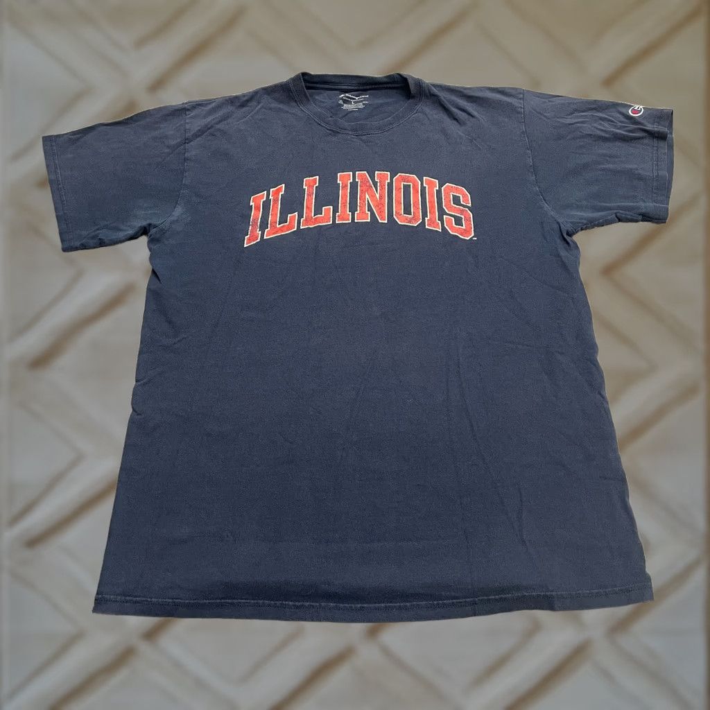 Champion Champion University Of Illinois Graphic T-Shirt Mens Large Navy Blue Crew Tee Size US L / EU 52-54 / 3 - 1 Thumbnail
