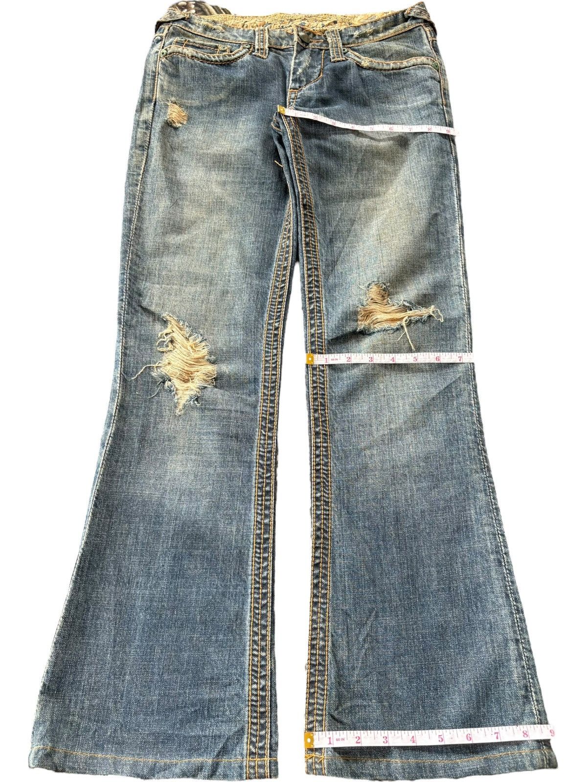 Tornado Mart Vintage Japanese Brand Rusty Wash Distress Flare Jeans Size 30" / US 8 / IT 44 - 9 Thumbnail