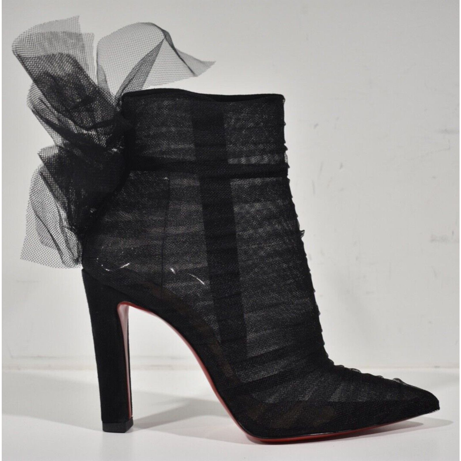 Christian Louboutin Christian Louboutin Libellibooty 100 Black Mesh Tulle Size US 10 / IT 40 - 1 Thumbnail
