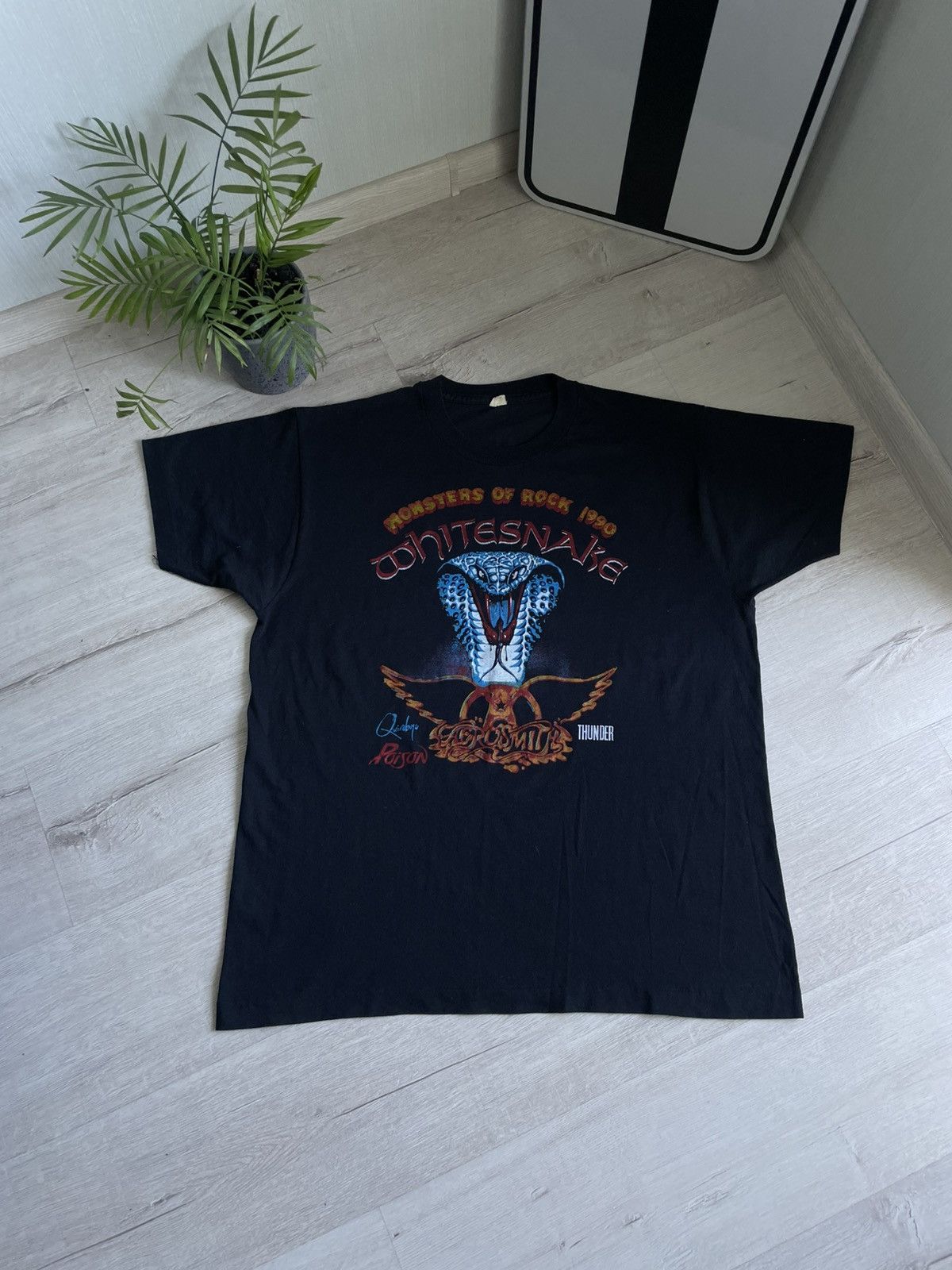 Band Tees Vntg Official Tee Monsters Of Rock 1990 WhiteSnake AeroSmith Size US XXL / EU 58 / 5 - 1 Thumbnail