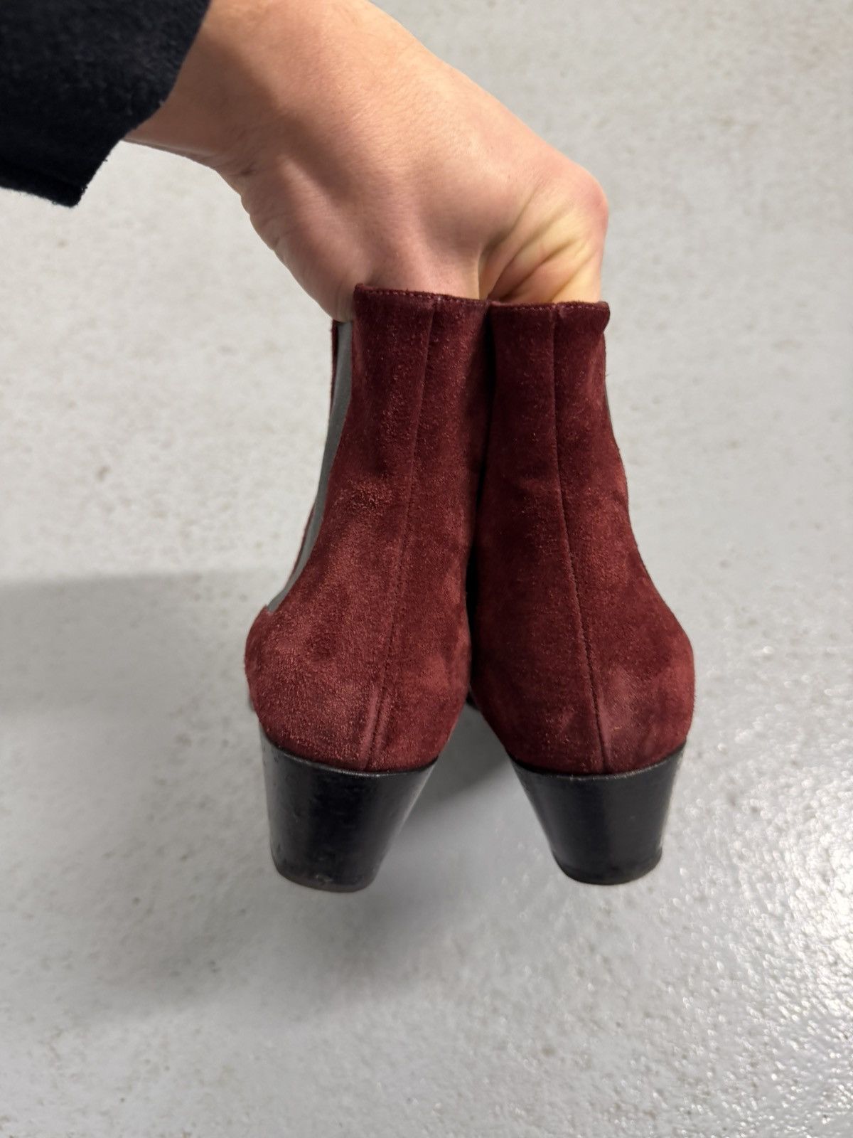 Saint Laurent Paris Saint Laurent Burgundy Suede Chelsea Boots Size US 8 / IT 38 - 6 Thumbnail