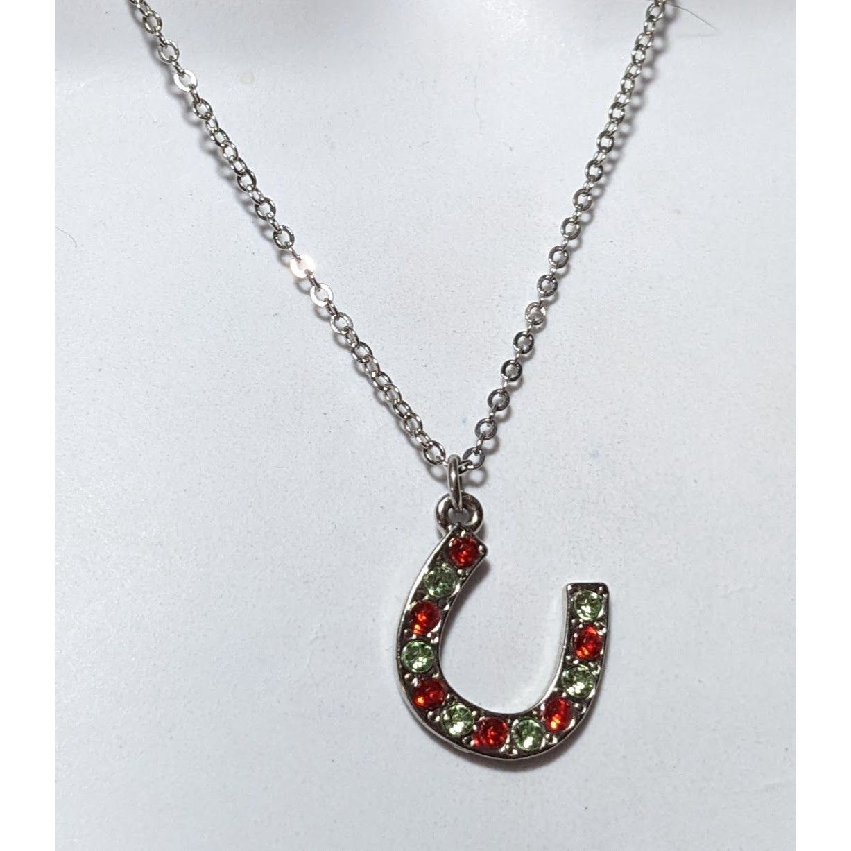 Other Red And Green Rhinestone Horseshoe Necklace Size ONE SIZE - 8 Thumbnail