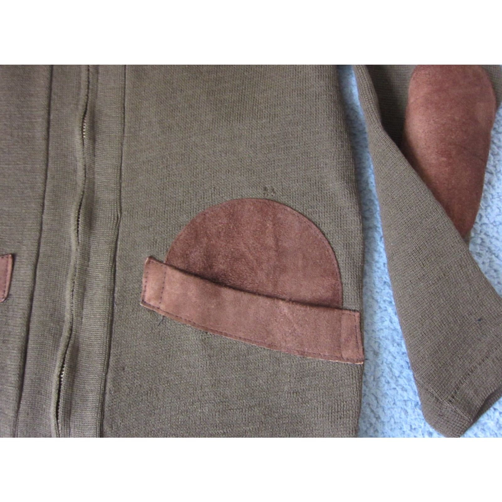 Vintage VINTAGE Bob Allen Sweater Mens 40 Green Wool Full Zip Up 60s 50s Full Zip Crew Neck Knit Wool Solid Preppy Mens Green Wool Sweater Size US L / EU 52-54 / 3 - 5 Thumbnail