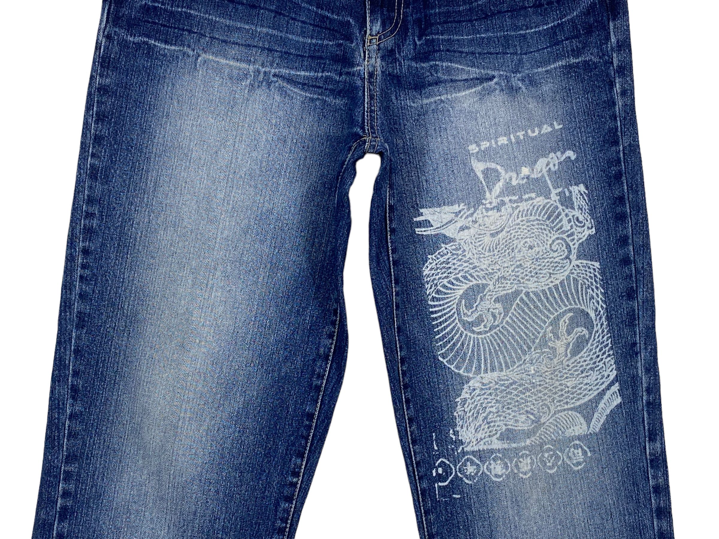 Japanese Brand × Vintage Dragon Print Jeans Japanese Traditional Sukajan Jeans Size US 31 - 6 Thumbnail