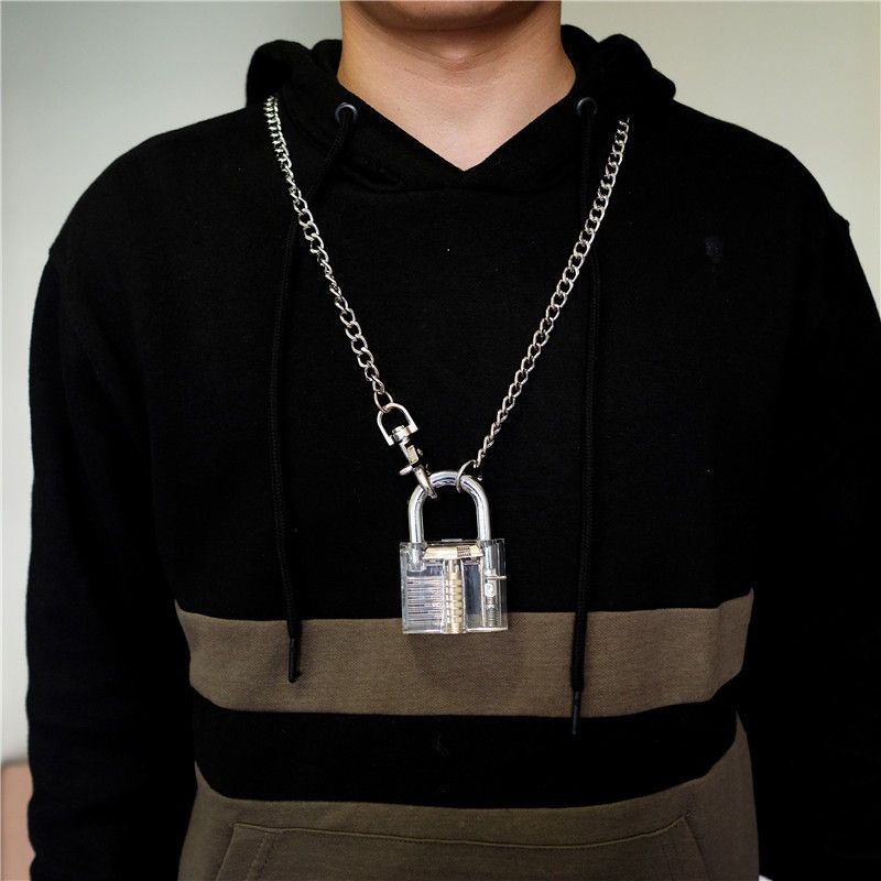 Jewelry Transparent Locke Pendant Necklace in Silver, Men's