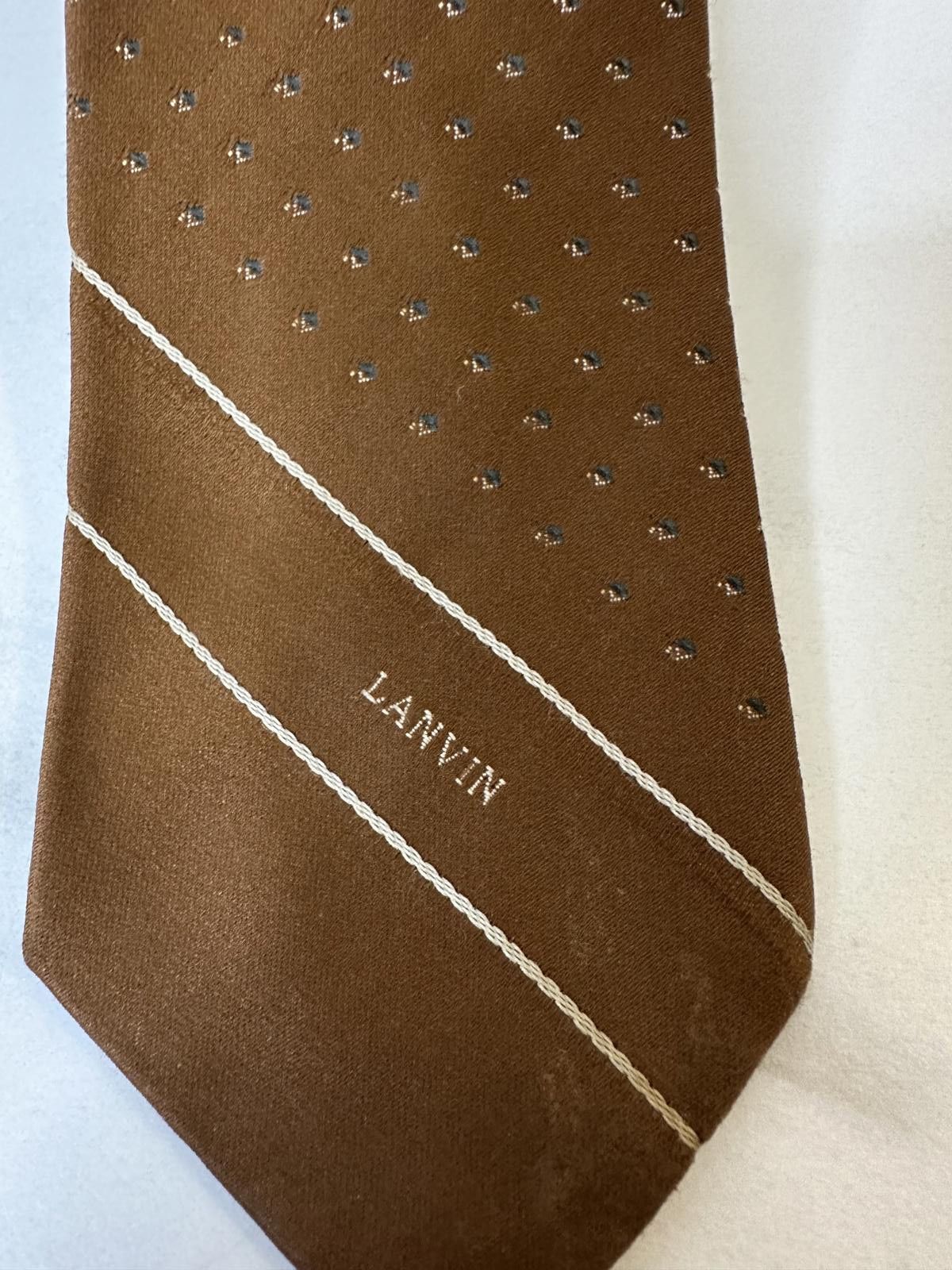 Lanvin Vintage Lanvin golden brown geometric silk necktie Size ONE SIZE - 2 Thumbnail