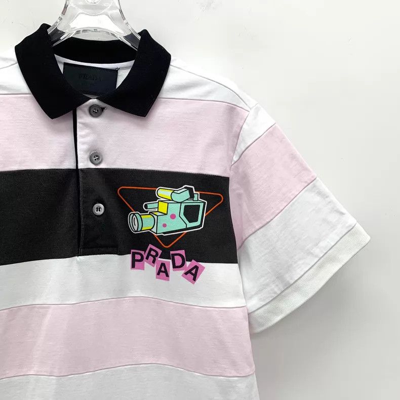 Prada Prada Colour-matched striped camera-printed cotton lapel s Size S / US 4 / IT 40 - 3 Thumbnail