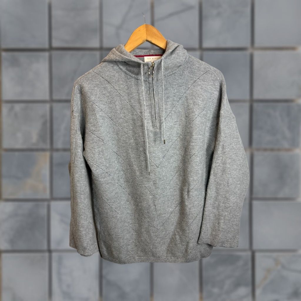 Ted Baker Ted Baker Hoodie Sweater Full Zip Viscose Cotton Women's Size 4 Gray 1051 Size S / US 4 / IT 40 - 1 Thumbnail