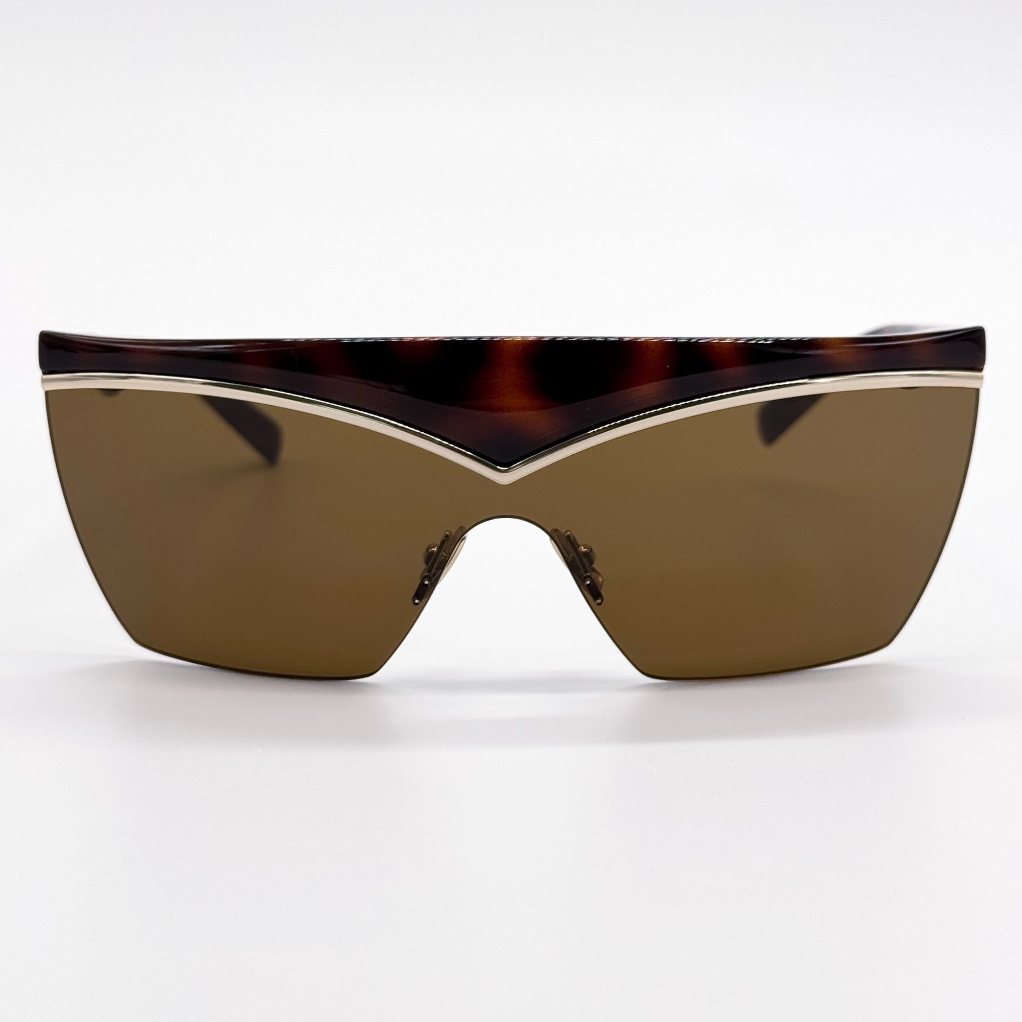 Saint Laurent Paris NEW SAINT LAURENT SUNGLASSES SL614 MASK 002 HAVANA GOLD WOME Size ONE SIZE - 4 Thumbnail