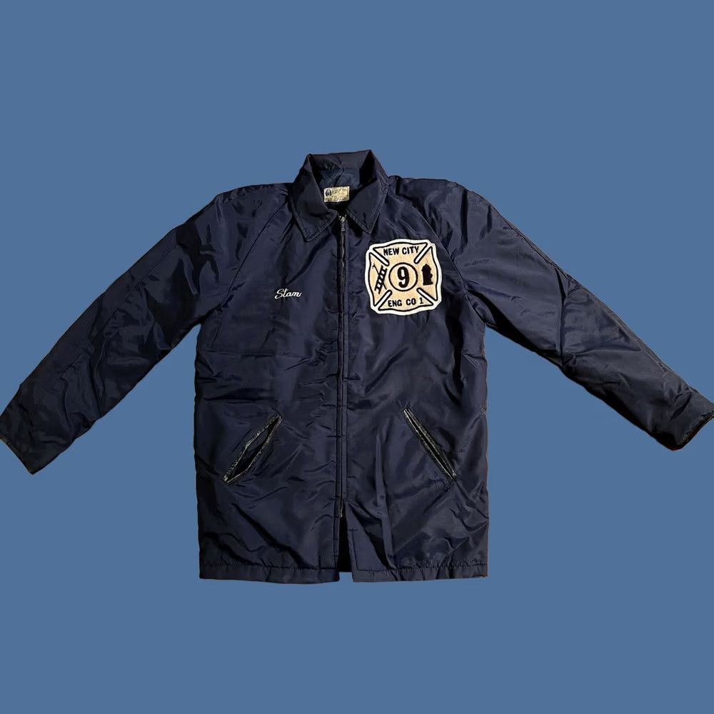CO VINTAGE Hewitt Mfg New City Fire Engine Co Jacket Men's 40 Blue Quilt Lined 60s Size US L / EU 52-54 / 3 - 1 Thumbnail