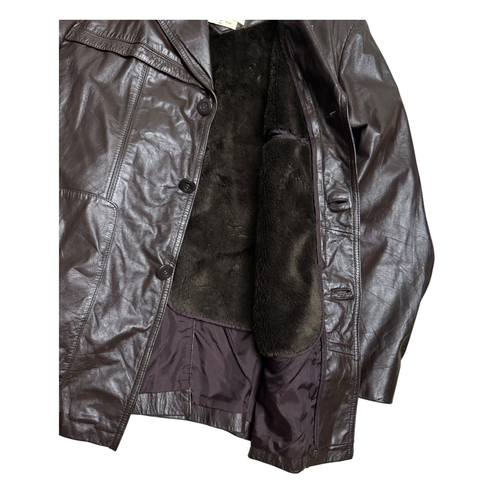 Vintage BERMANS Vintage Leather Fur Retro 80s Leather Coat Large Size US L / EU 52-54 / 3 - 8 Thumbnail