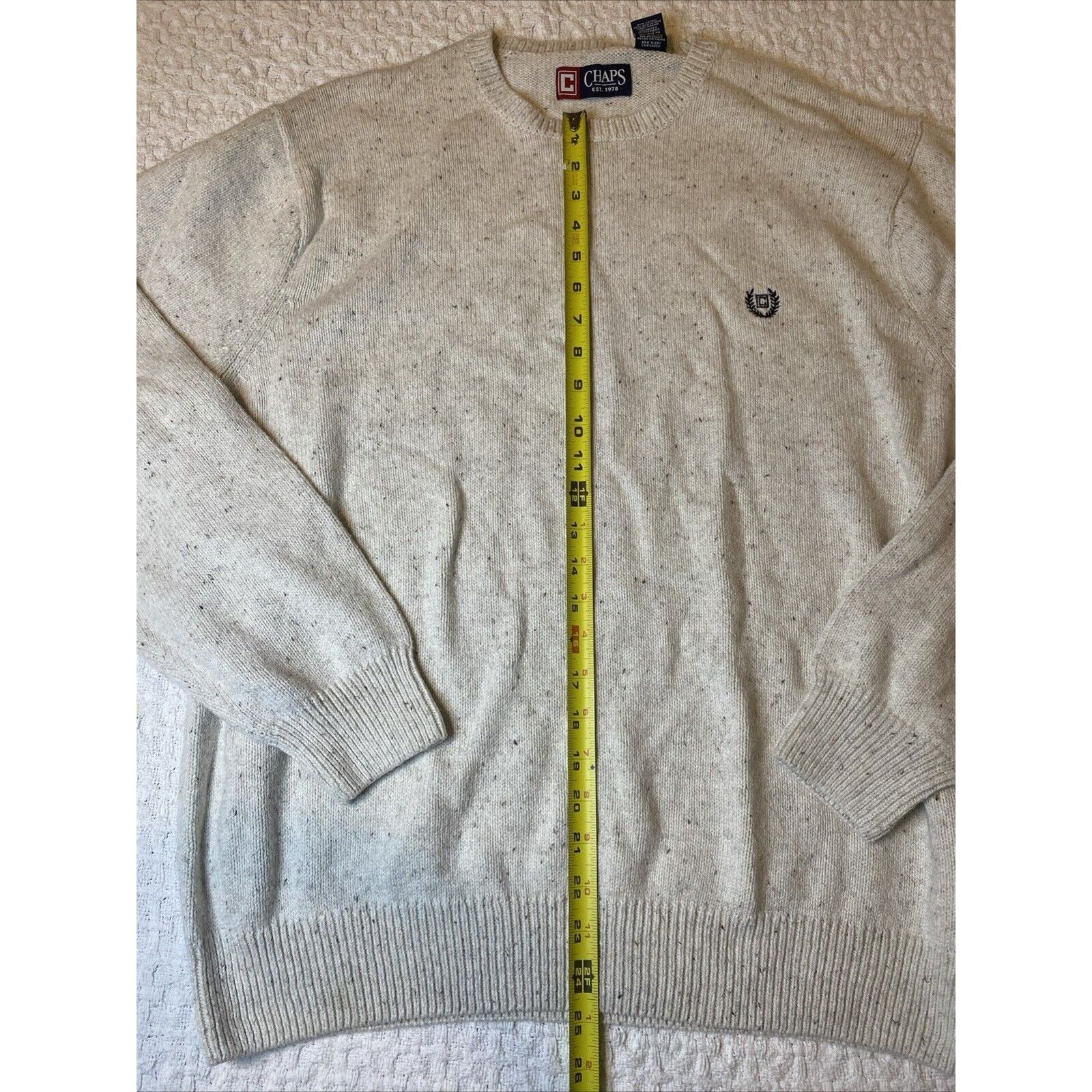 Chaps Mens Chaps Sz XL Oatmeal Hthr, Crewneck, Long Sleeve Sweater Size US XL / EU 56 / 4 - 2 Thumbnail