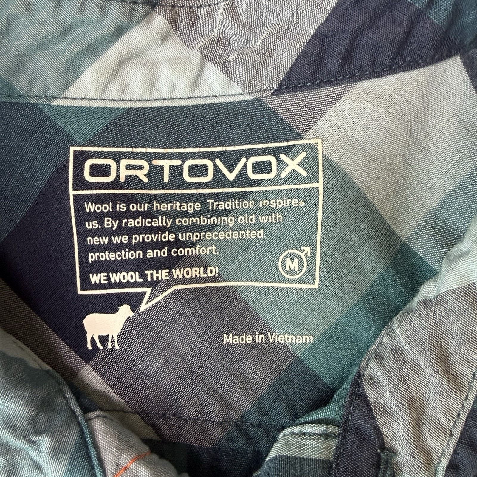 ORTOVOX Ortovox Short Sleeve Shirt Medium Blue Check Wool Blend Size US M / EU 48-50 / 2 - 8 Thumbnail